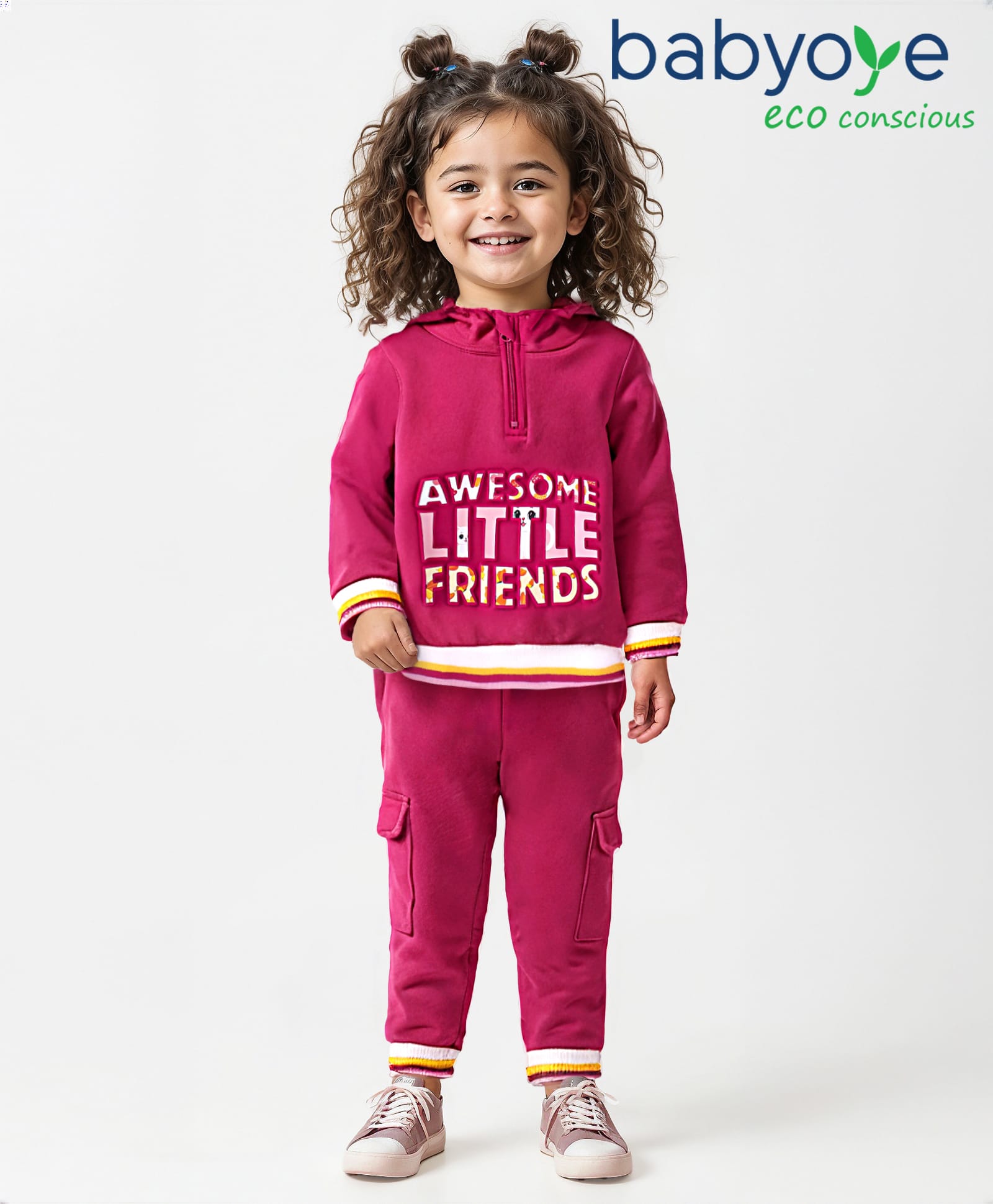 Babyoye 100% Cotton Brushed Fleece Full Sleeves Hooded Winter Wear Suit With Embossed Text Print - Red-image-42