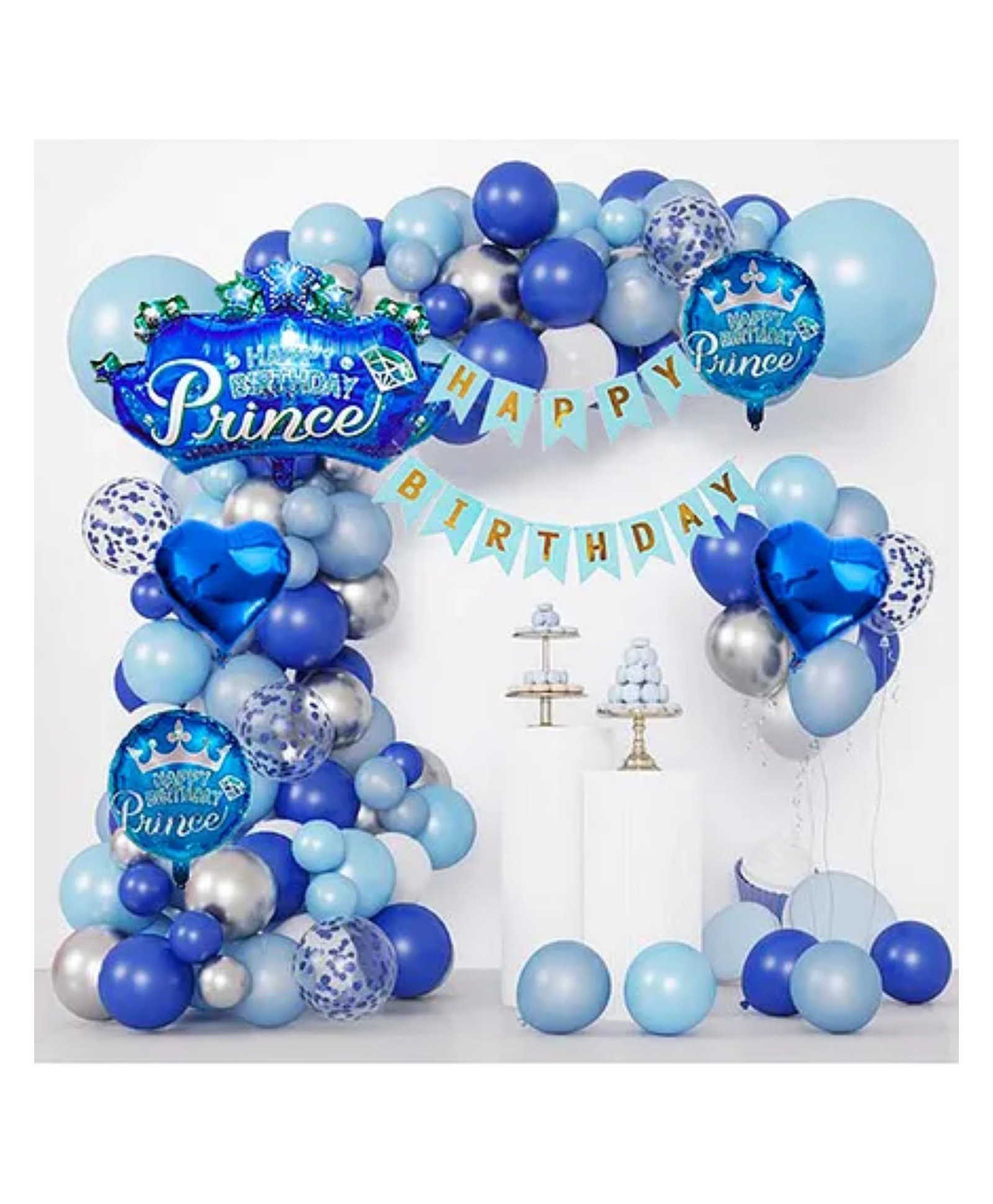 Bubble Trouble Prince Foil Balloon Set, Happy Birthday Banner, & More for Boys & Kids Indoor & Outdoor Parties - Pack of 66-image-14