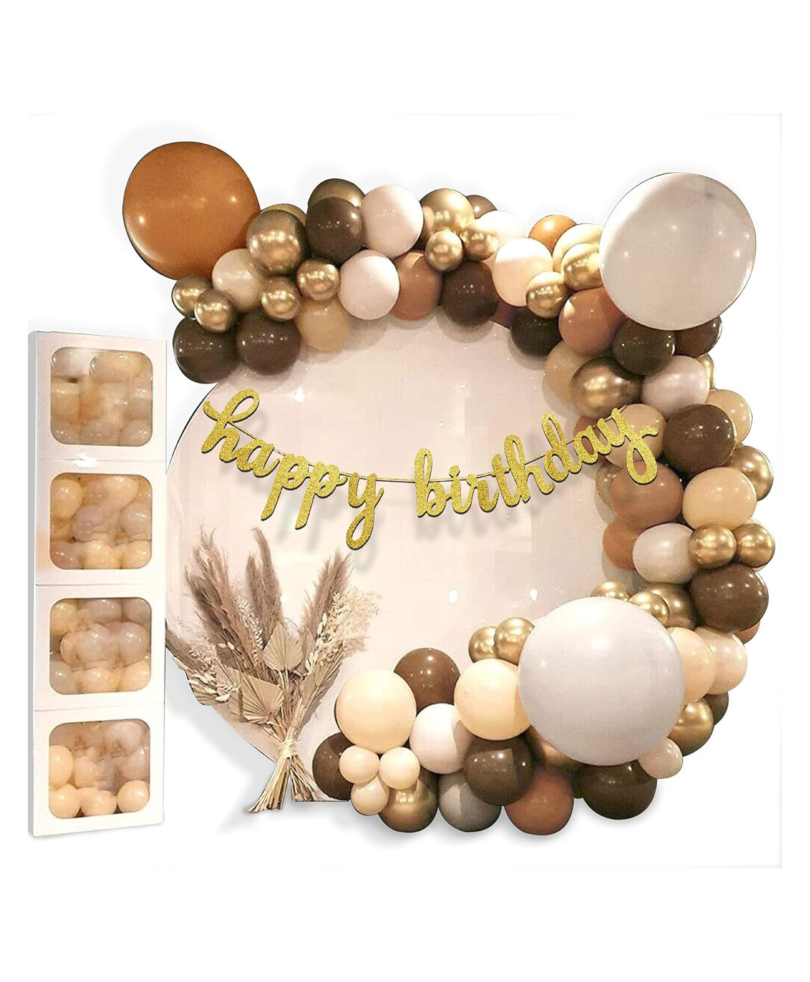 Bubble Trouble Happy Birthday Brown Combo (104 Pcs), Birthday Celebration, Party Decoration Supplies (Balloons Arch Kit & Banner)-image-33