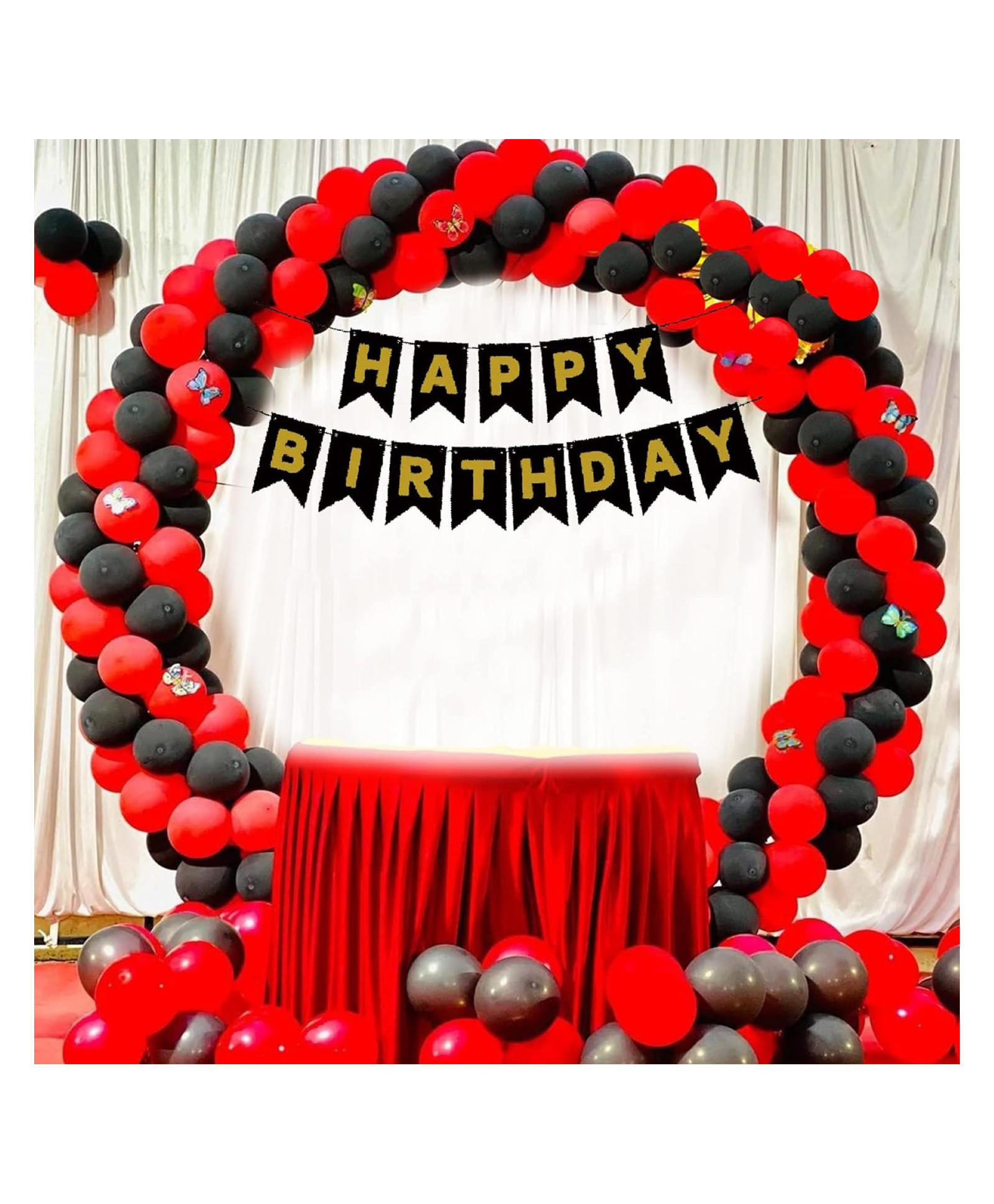Bubble Trouble Happy Party Studio Car Theme Birthday Decoration for Boys 81 Combo Kit - Black Birthday Backdrop Banner, Black & Red Metallic Balloons Party Decorations Set Items-image-45