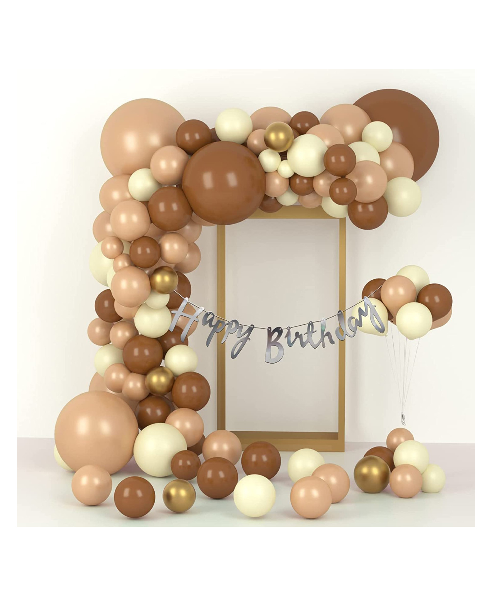 Bubble Trouble Brown White Balloons Garland Kit Of 52 Pcs For Party Decorations-image-48