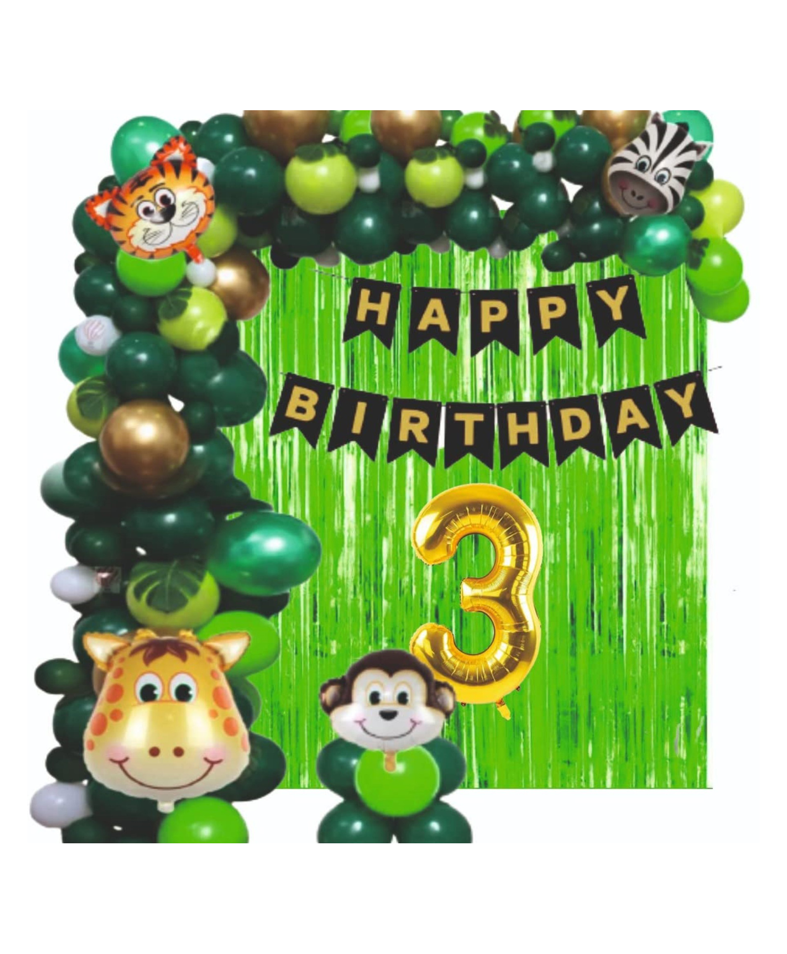 Bubble Trouble Jungle Animal Forest Theme 3rd Birthday Party Decorations for boys- 51 Pcs Combo Jungle Theme Birthday Decoration for theme birthday party decorations-image-12