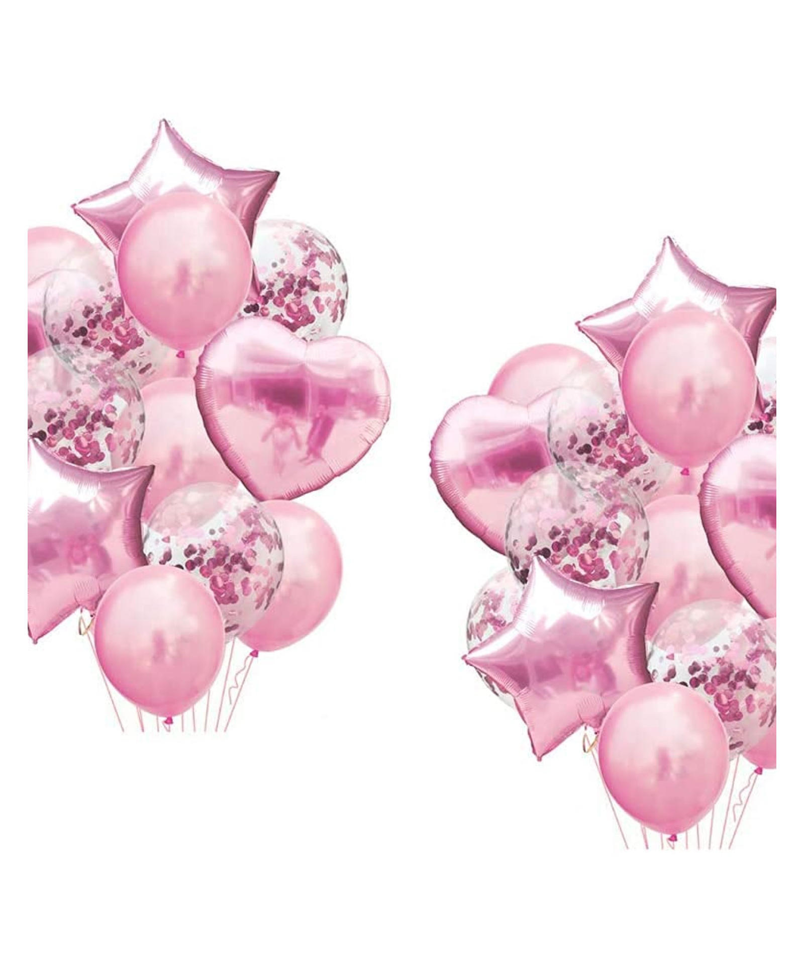 Bubble Trouble Heart Star Metallic Balloon And Confetti Balloon Bouquet Set For Anniversary Birthday Party Decoration Rose Gold Set of 28-picture-12