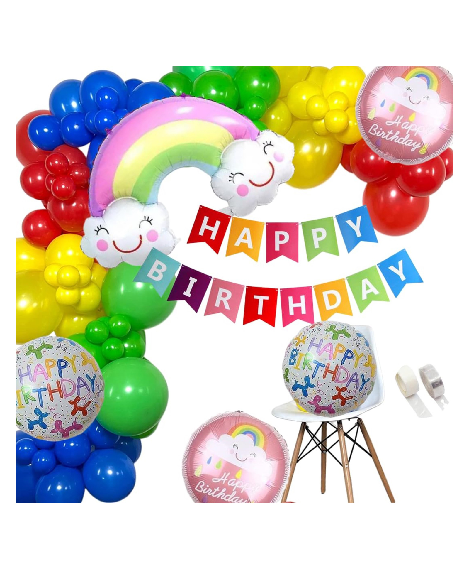 Bubble Trouble Rainbow Theme Birthday Decorations for Kids Party, Girls, Boys - Multicolor Theme Birthday Decorations - Cloud Theme Birthday Decorations for Girls-image-40