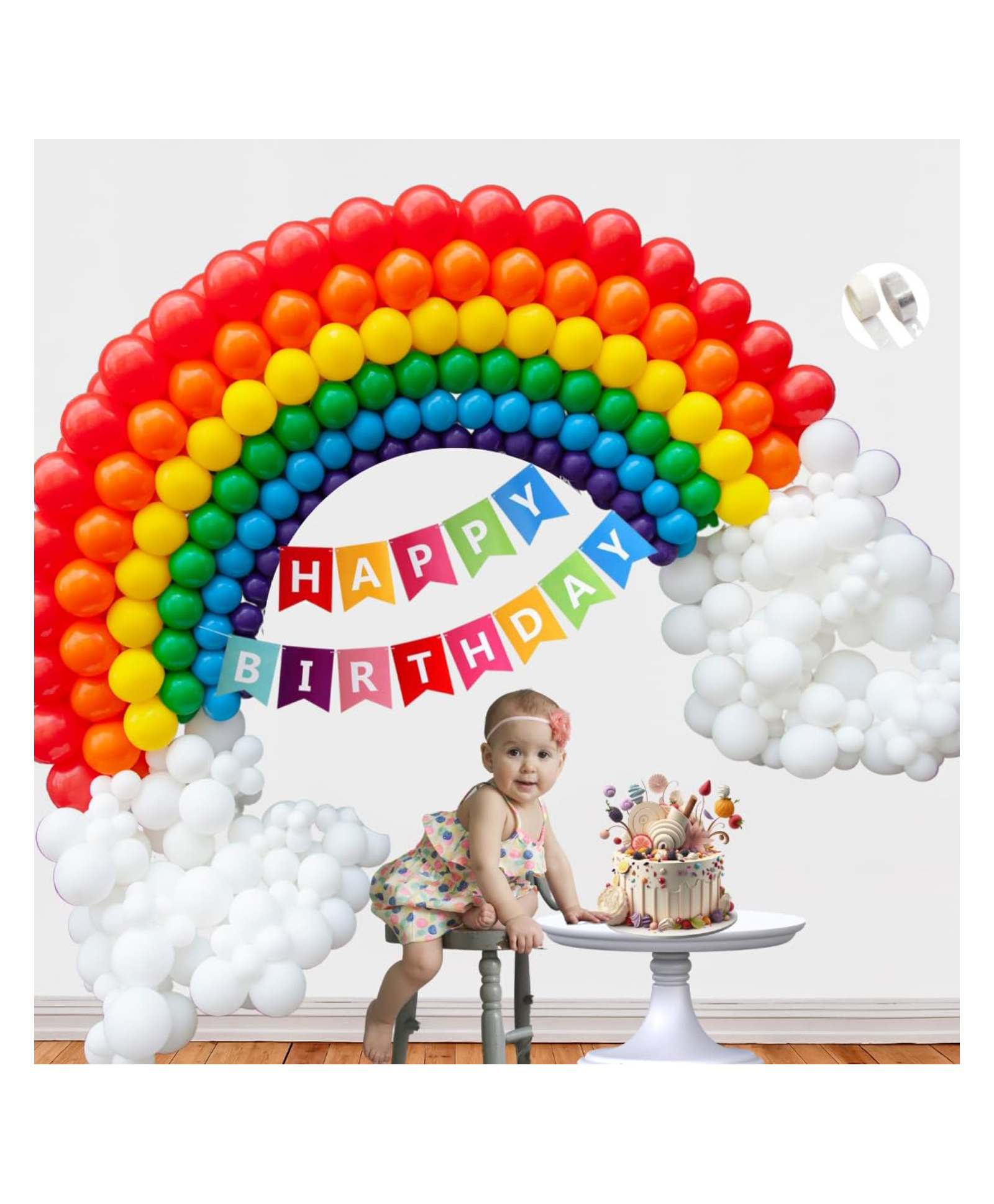 Bubble Trouble Rainbow Theme Birthday Decorations for Kids Party, Girls, Boys - Multicolor Theme Birthday Decorations for Boys, Girls, Kids - White Theme Party Decoration-image-40