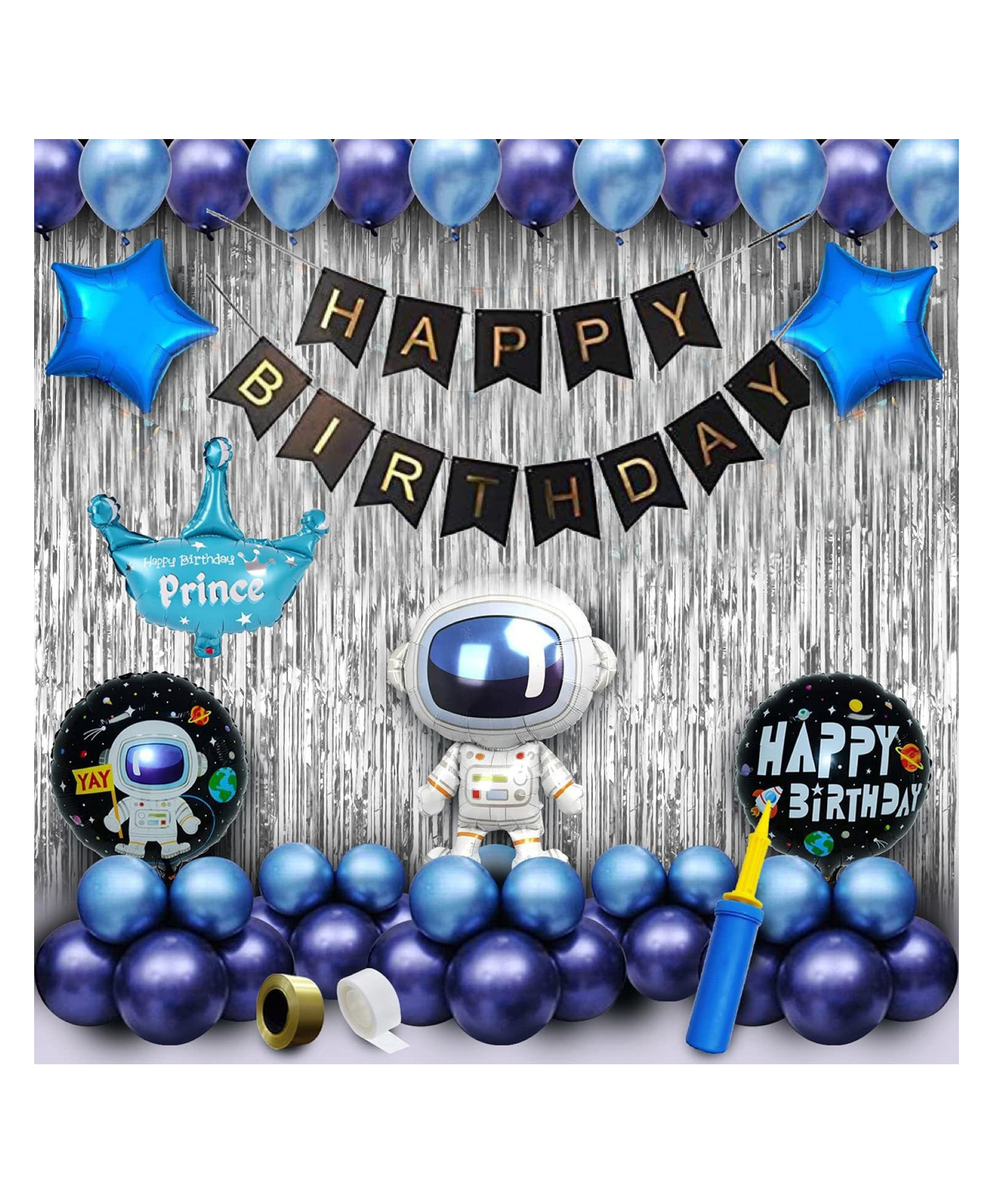 bubble trouble space theme birthday decoration- 63pcs combo