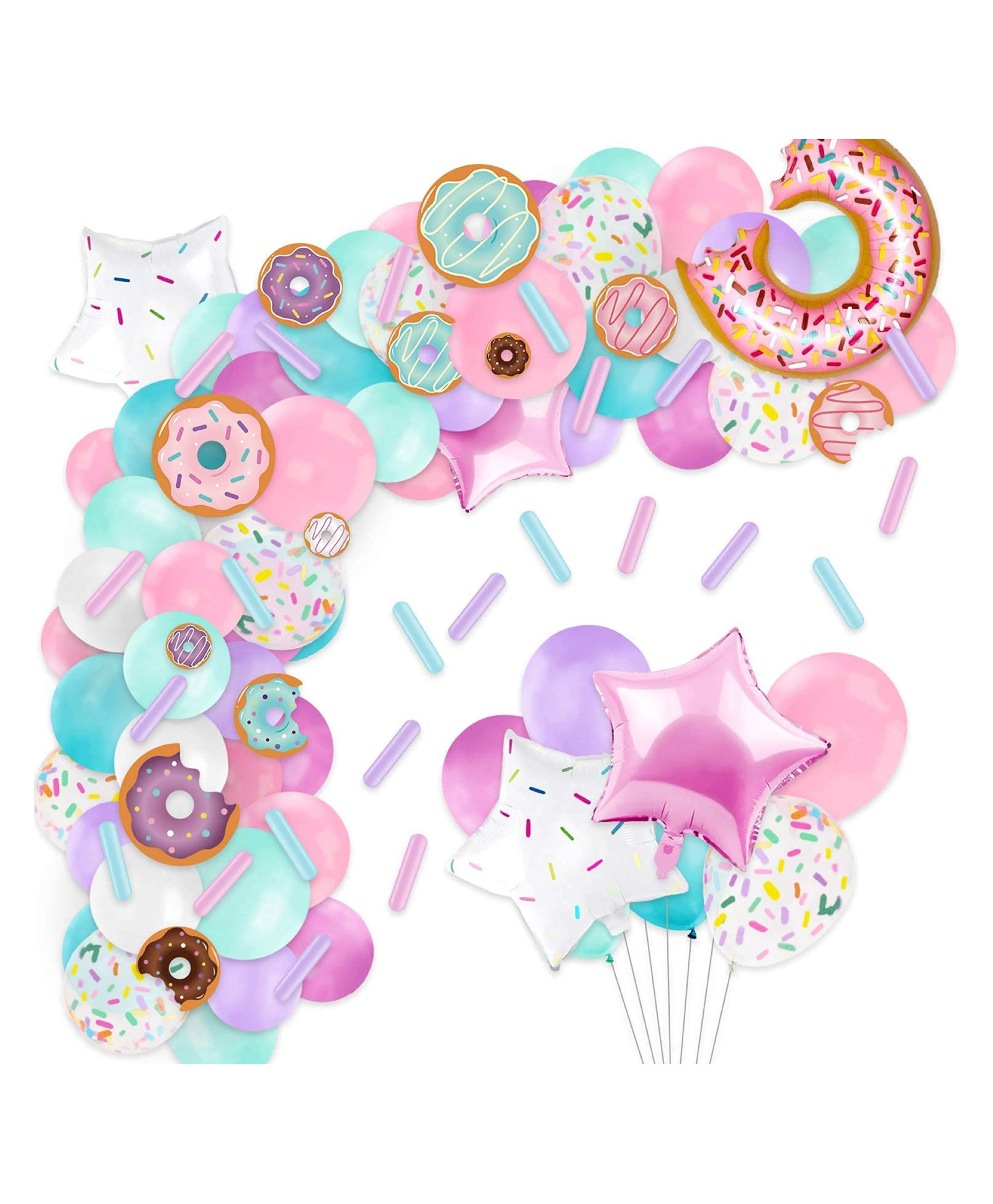 Bubble Trouble Donut Theme Birthday Decorations - 87Pcs Donut Balloons for Birthday Combo Kit | Pastel Balloons for Birthday | 1st Birthday Decoration for | Birthday Decoration for Kids | Candy Theme-image-20