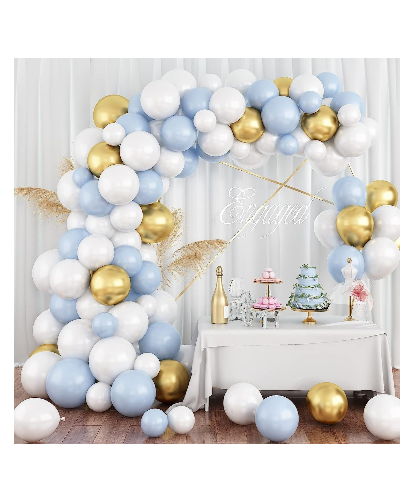 Bubble Trouble Golden Blue & White Balloons Arch Garland Decorations for Birthday Décor, Wedding Decorations, Baby Shower Balloons Set, Anniversary Balloons Decorations Pack of 77 Pcs-image-42