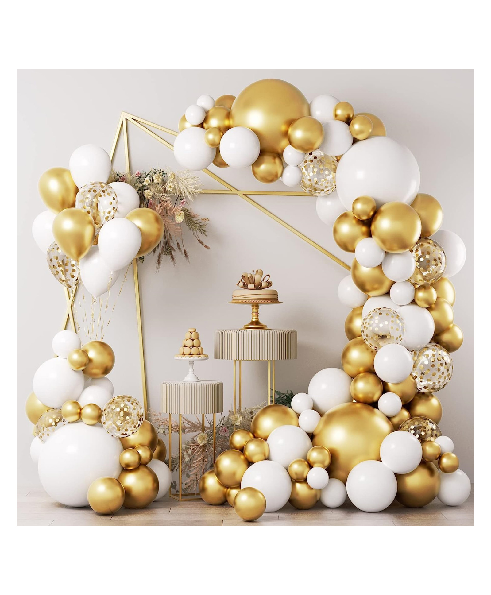 Bubble Trouble Gold & White Balloons Birthday Decoration Kit, Happy Anniversary Balloons Décor, Baby Shower, Wedding Ceremony, Bride To Be, Arch Balloons Decoration Kit Pack of 67 Pcs-image-8