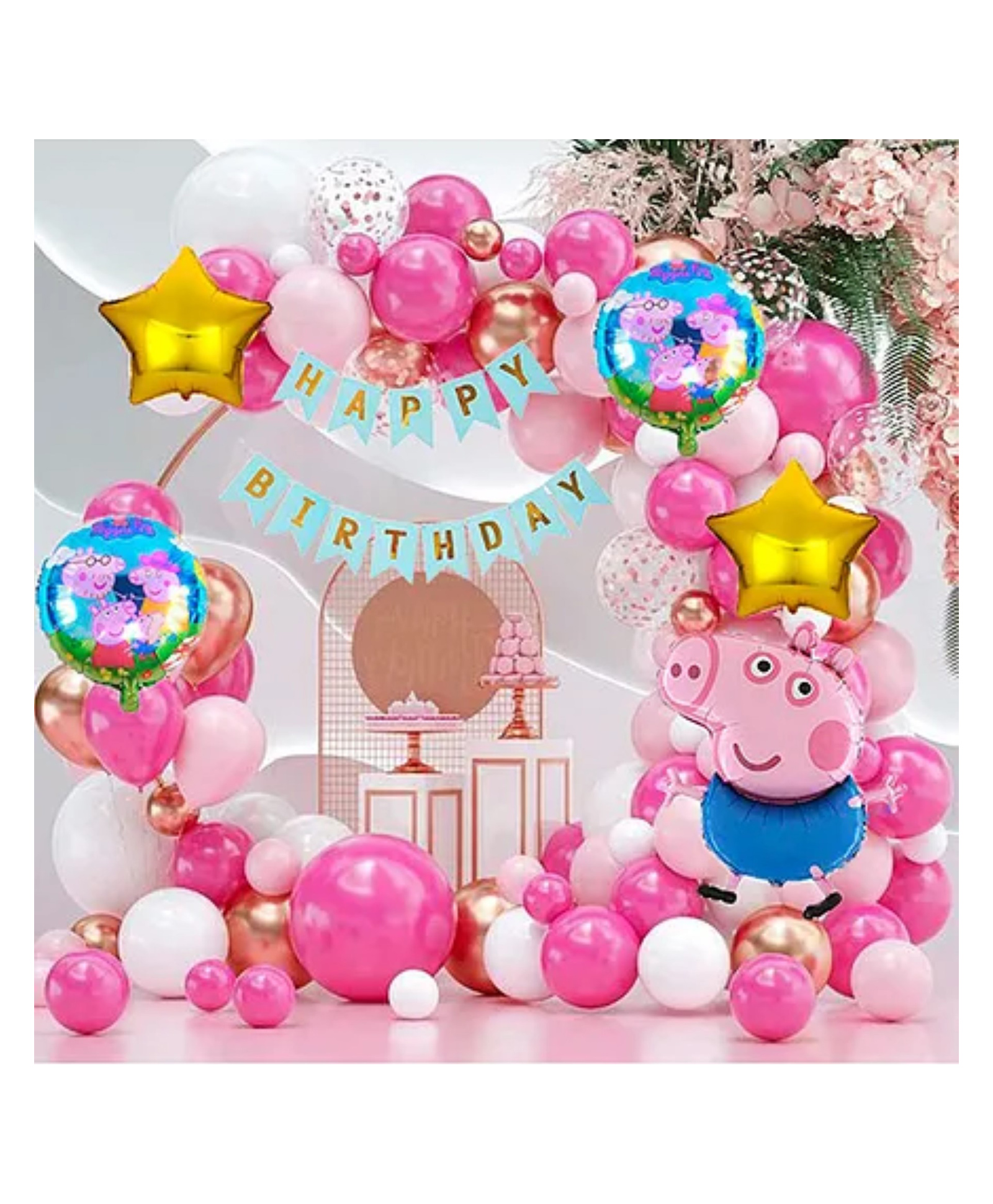 Bubble Trouble Peppa Pig Birthday Decoration Kit: Foil Balloons, Banner, & More for Boys, Girls, & Kids Indoors or Outdoors - Pack of 66-image-21