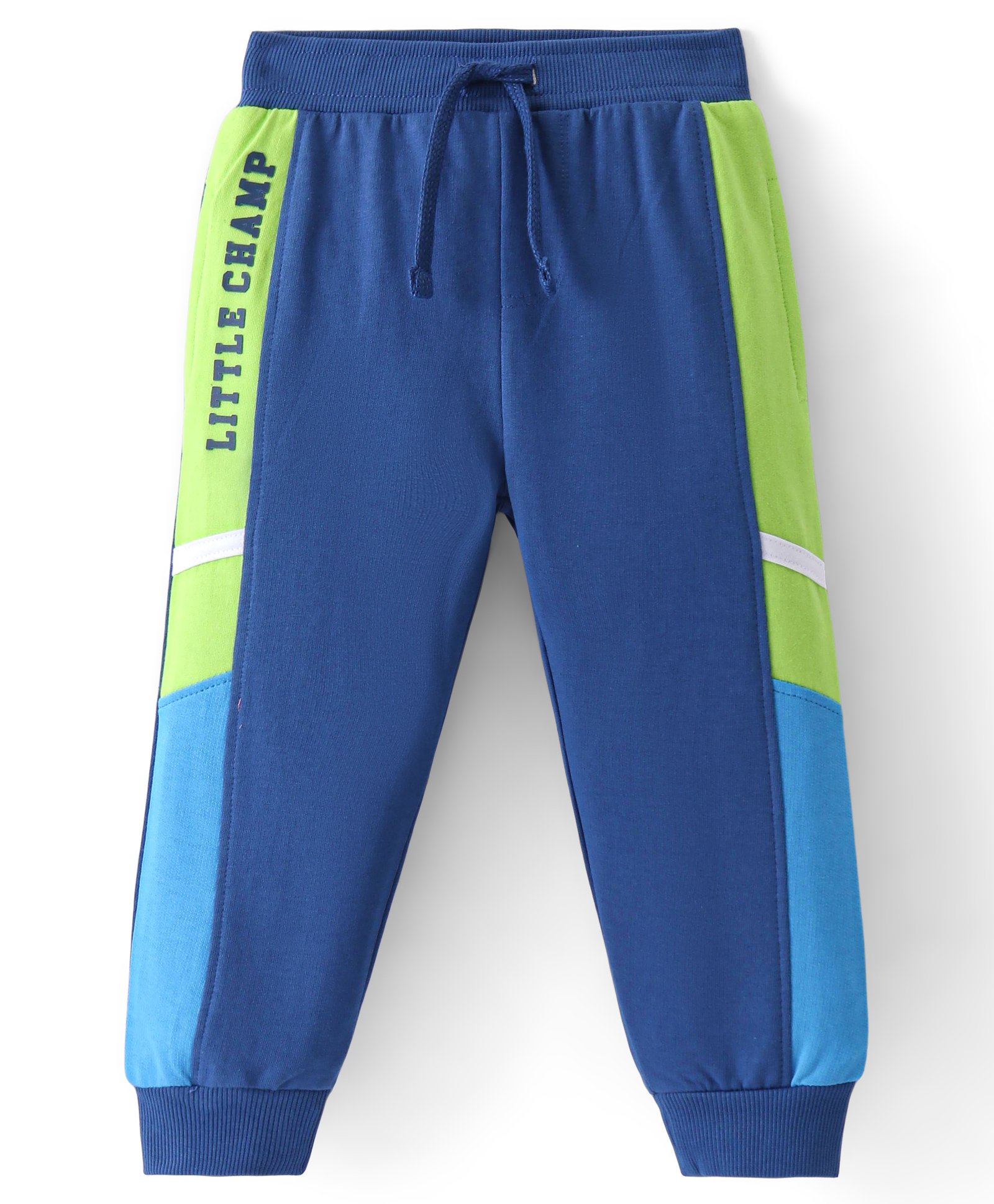 Babyhug French Terry Full Length Jogger Fit Track Pants Text Print - Navy-image-48
