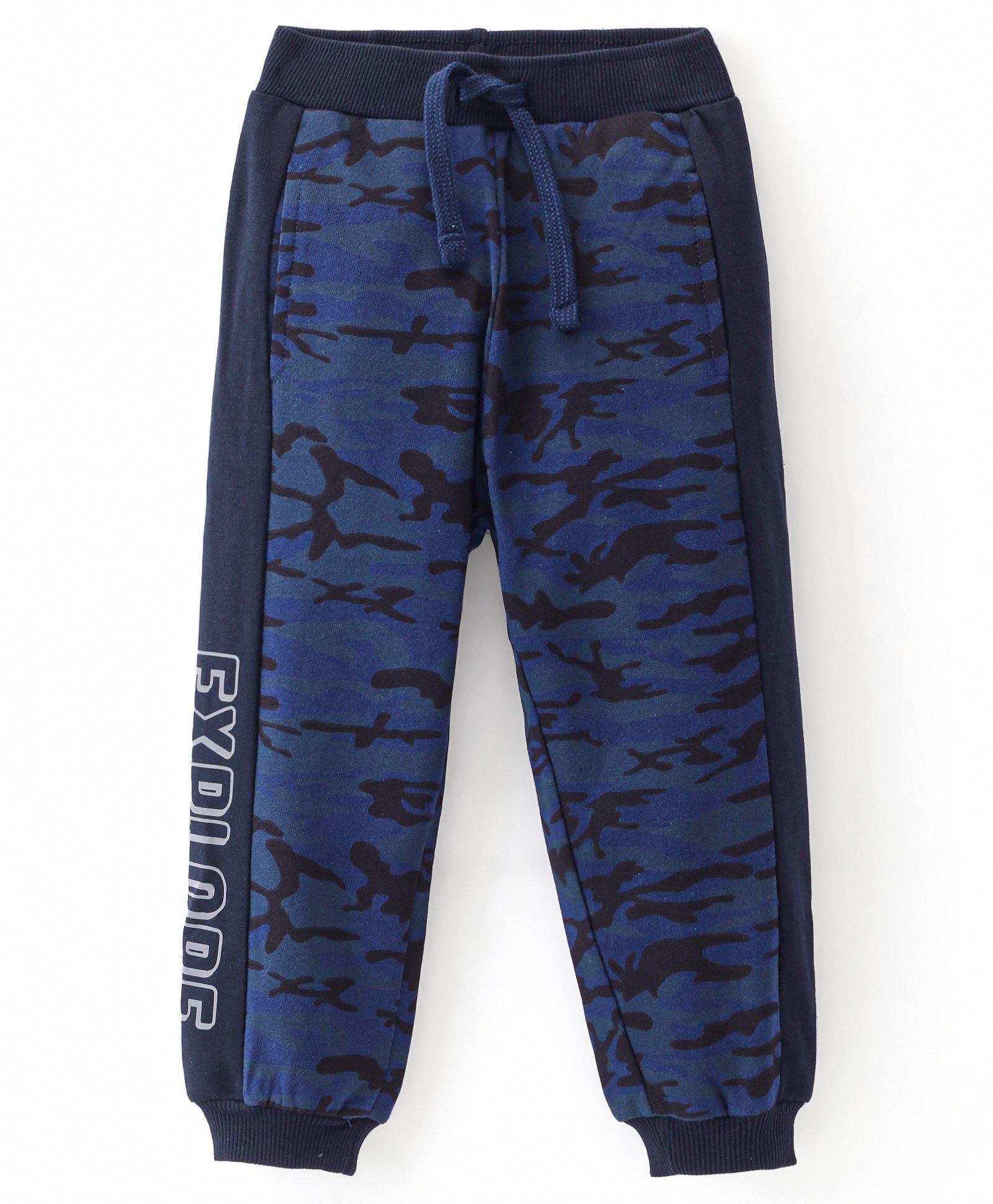 Babyhug French Terry Full Length Lounge Pant with Side Text & Camouflage Print - Navy Blue-picture-15