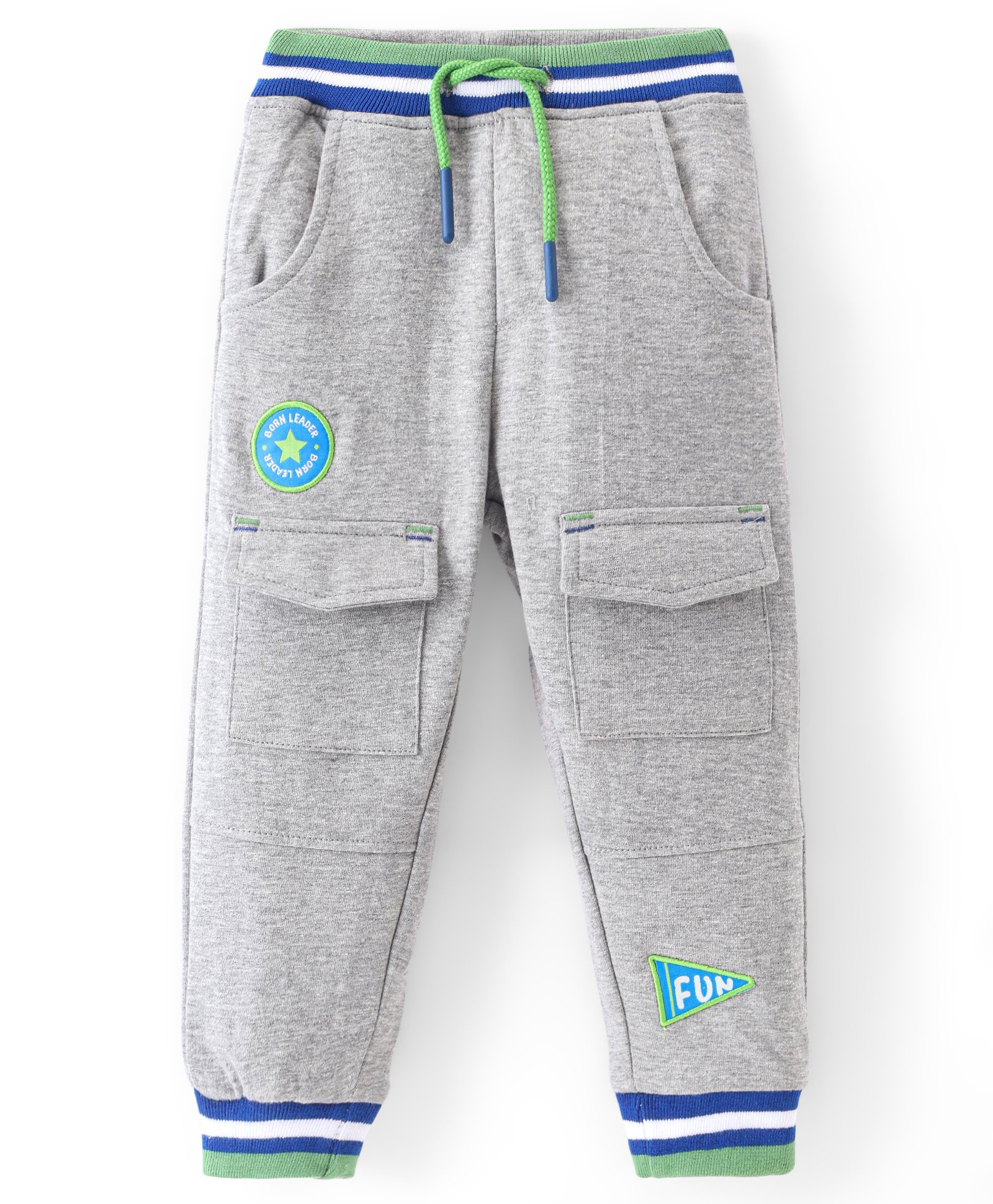 Babyhug French Terry Knit Full Sleeves Lounge Pant with Cargo Pocket  Detailing - Grey-image-47