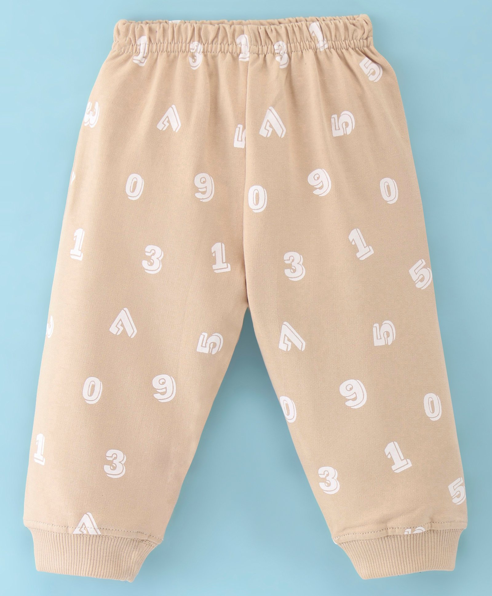 Tango Looper Knit Full Length Numeric Print  Lounge Pant - Beige-image-15