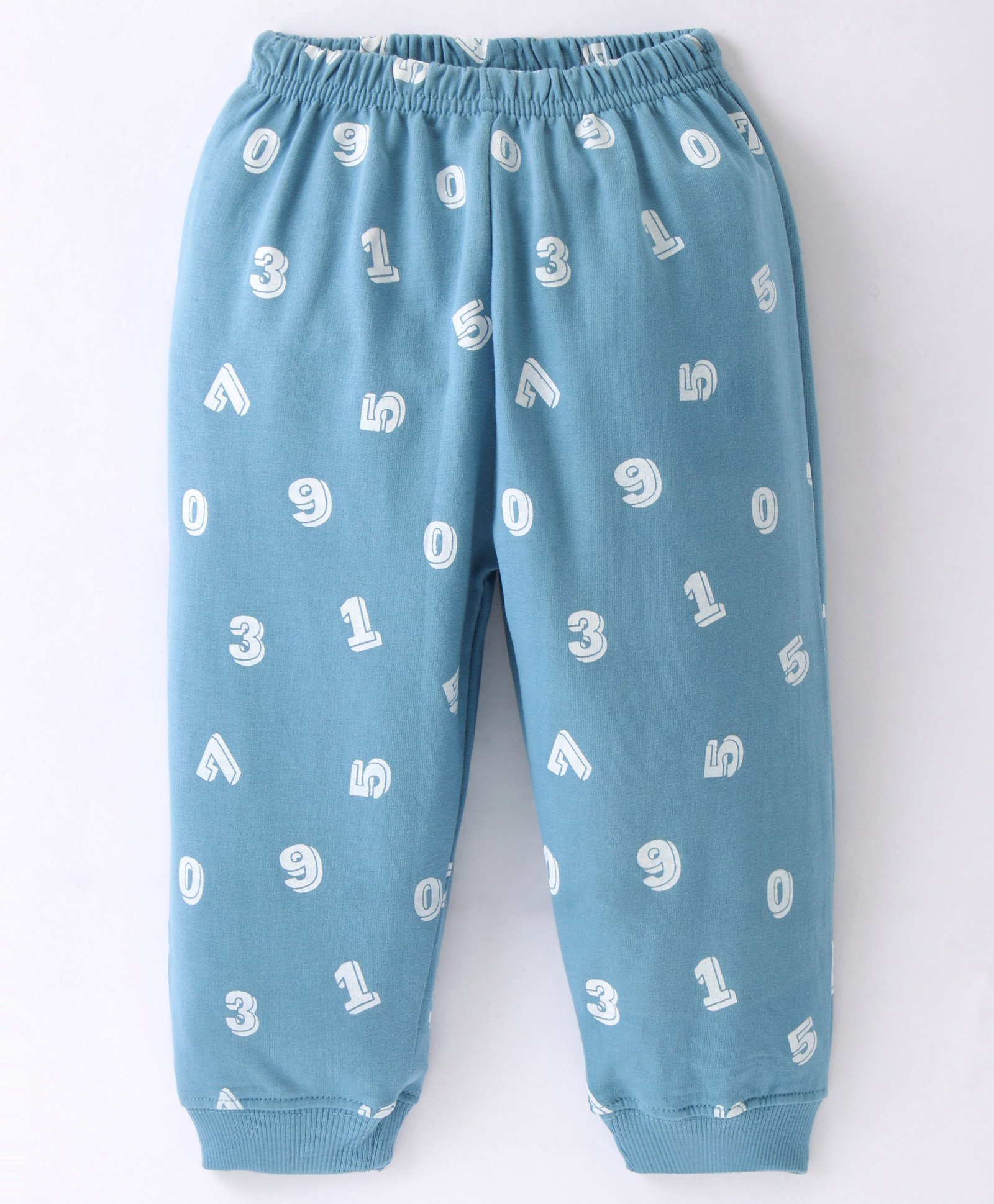 Tango Looper Knit Full Length Numeric Print  Lounge Pant - Blue-image-3