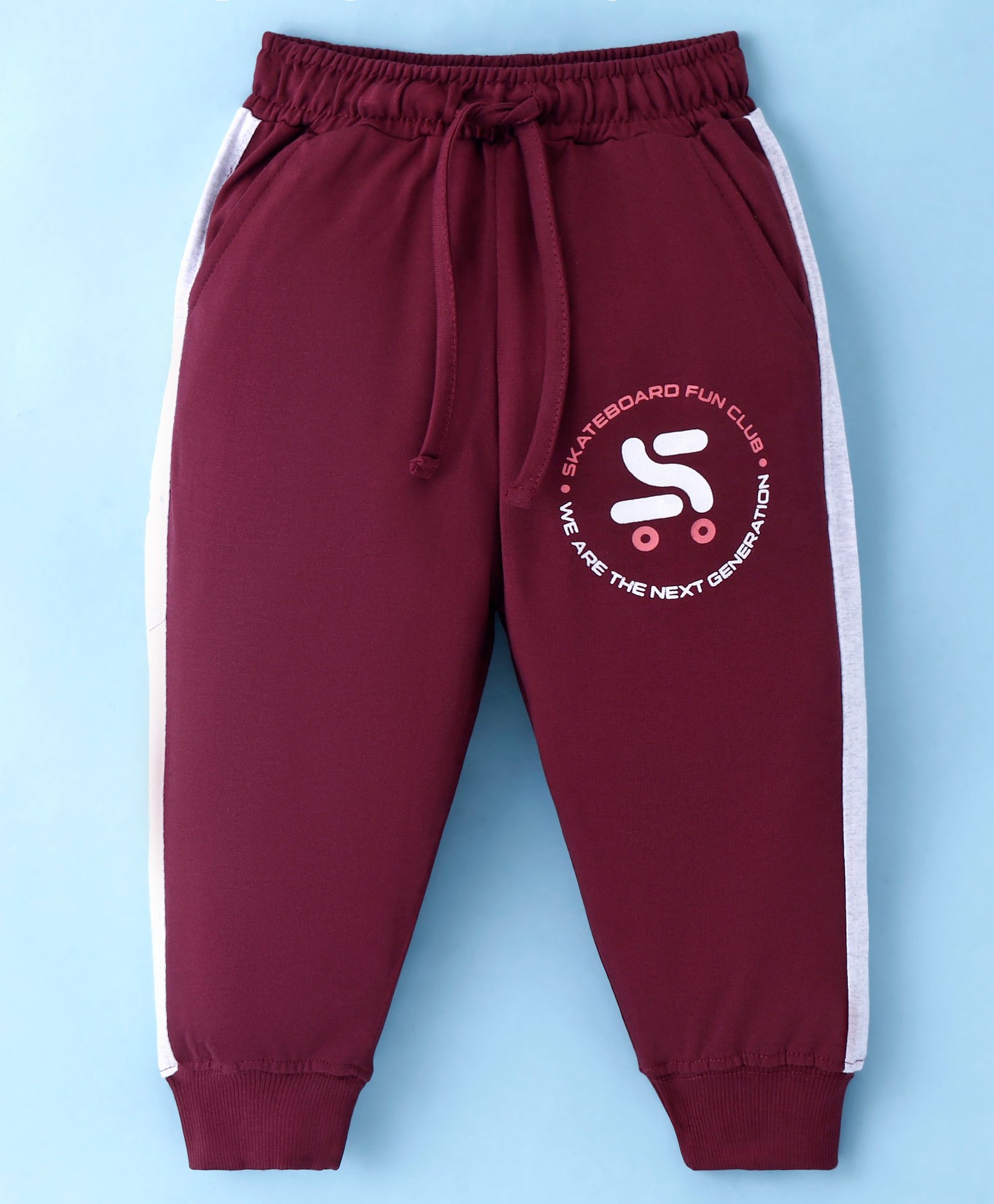 Taeko Looper Knit Full Length Lounge Pant with Text Print - Maroon-picture-13
