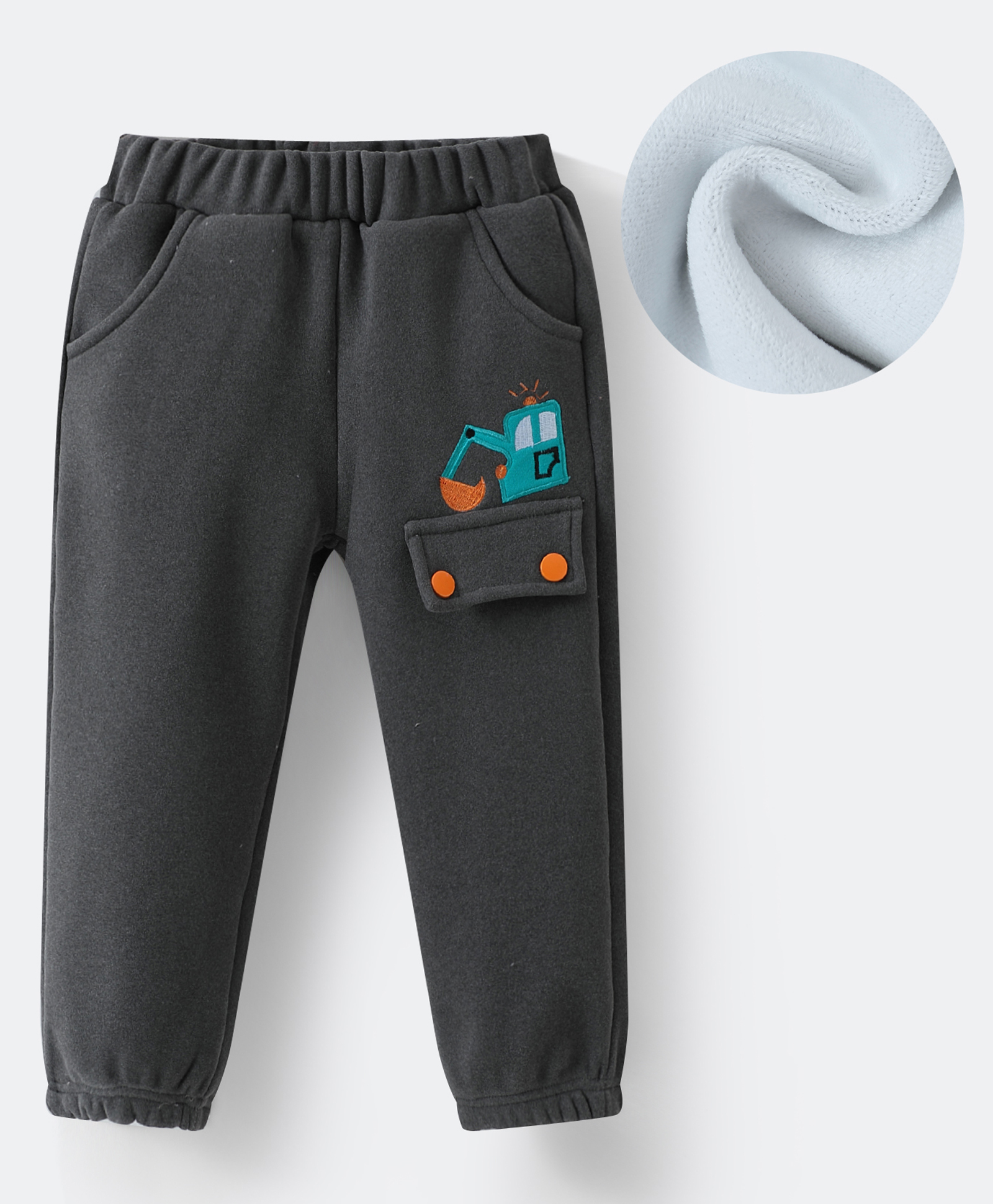Kookie Kids Full Length Track Pants with Pockets & Vehicle Print - Dark Grey-picture-18
