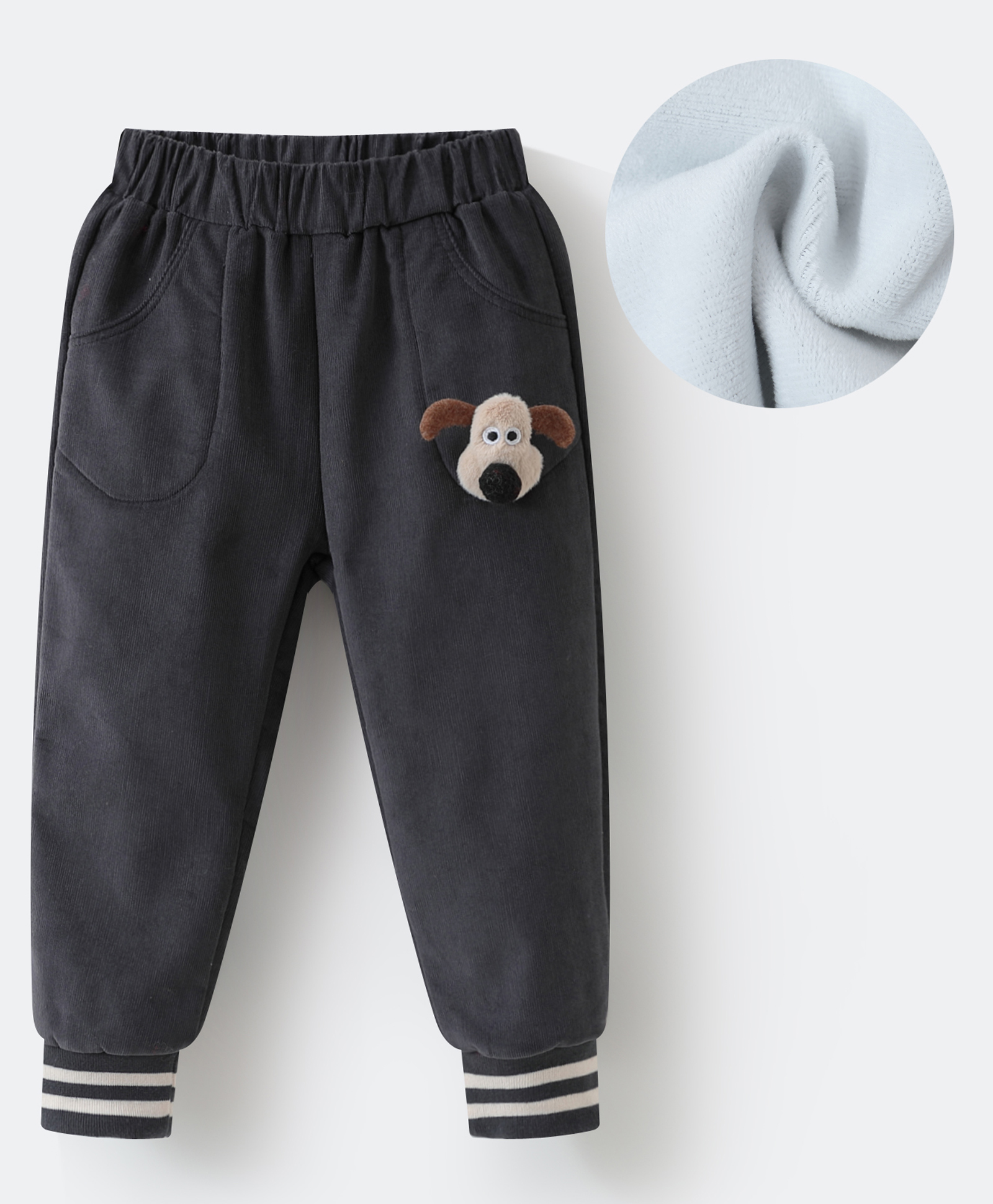 Kookie Kids Full Length Track Pants with Pockets & Sheep Applique - Grey-picture-19