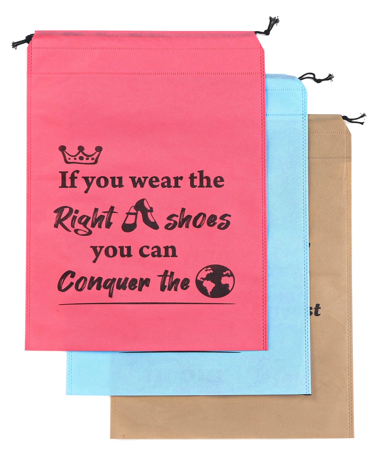 Play Nation Multipurpose Storage Woven Shoe Bag Organiser with Strings Essential Pack of 3 - Pink-picture-0