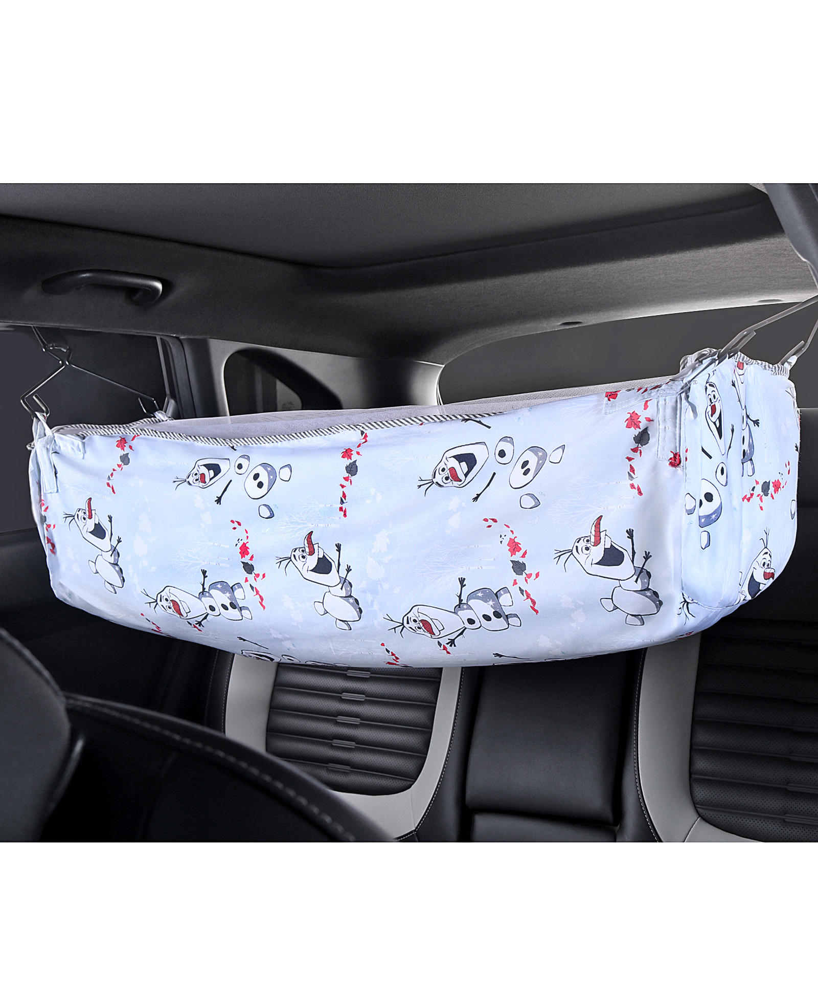 Car cum Cradle Hammock  Portable Travel Cloth Jhula with Adjustable Belt Hangers Snow Theme - White-image-48