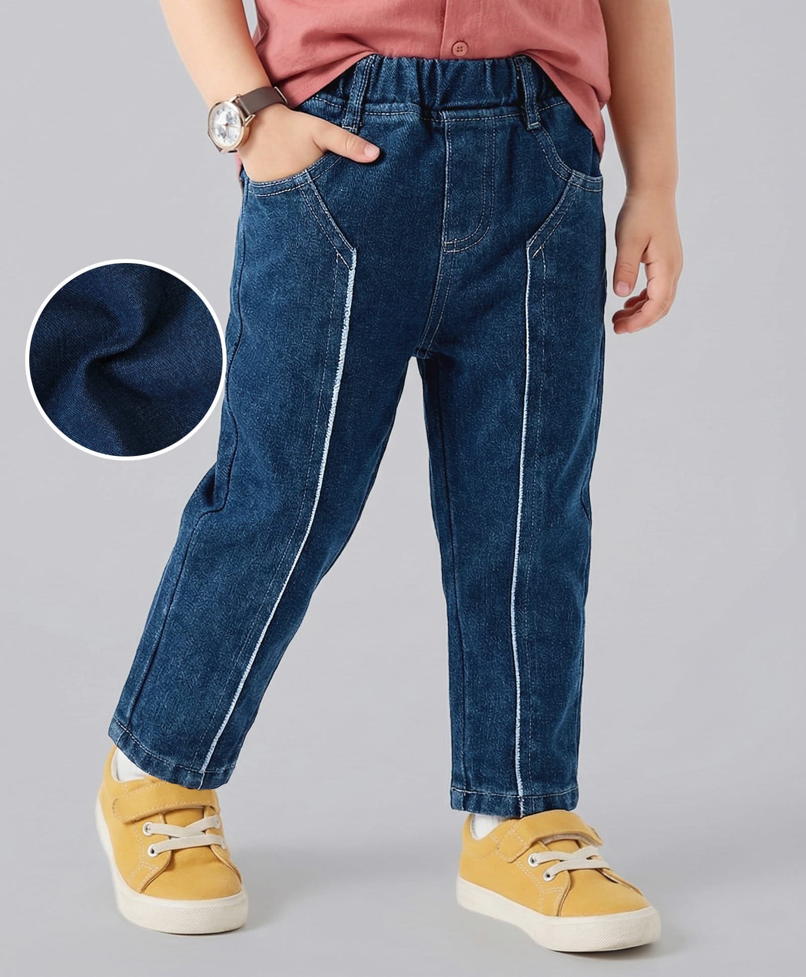 Kookie Kids Denim Full Length Solid Colour Jeans - Blue-image-43