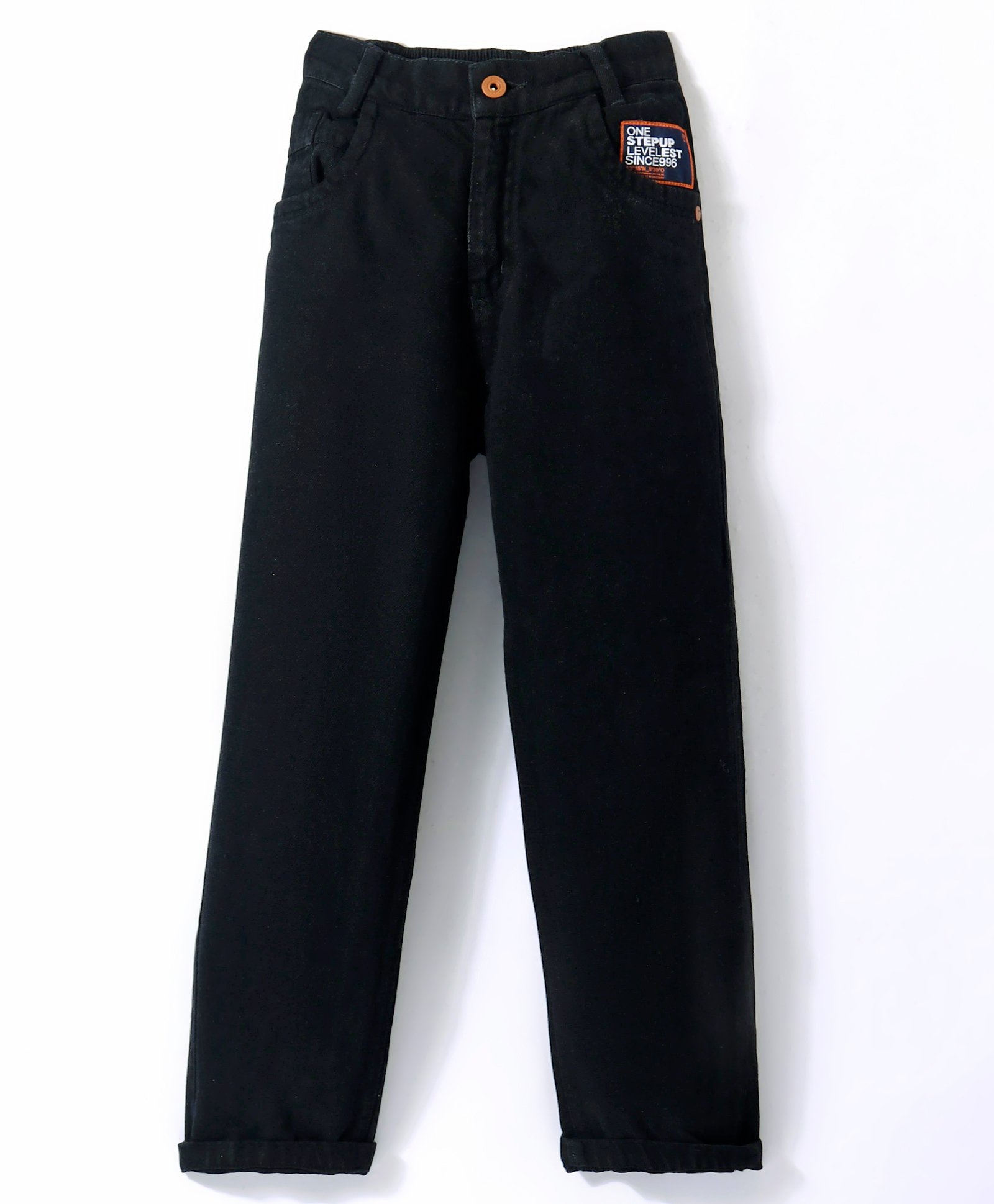 Little Kangaroos 100% Cotton Full Length Jeans Solid Colour - Black-picture-27