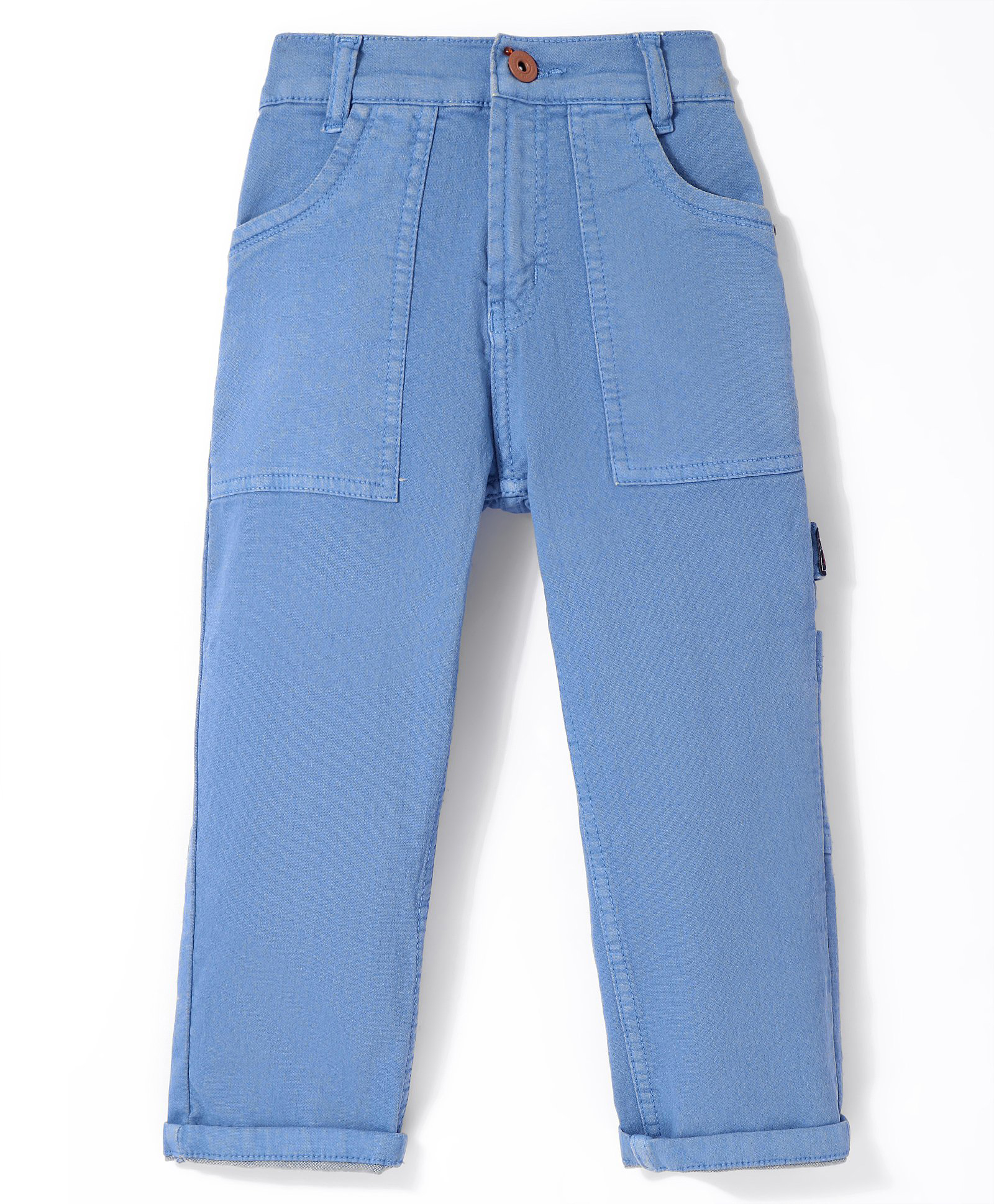 Little Kangaroos 100% Cotton Woven Full Length Denim Jeans with Pockets Solid Colour - Dark Blue-picture-38