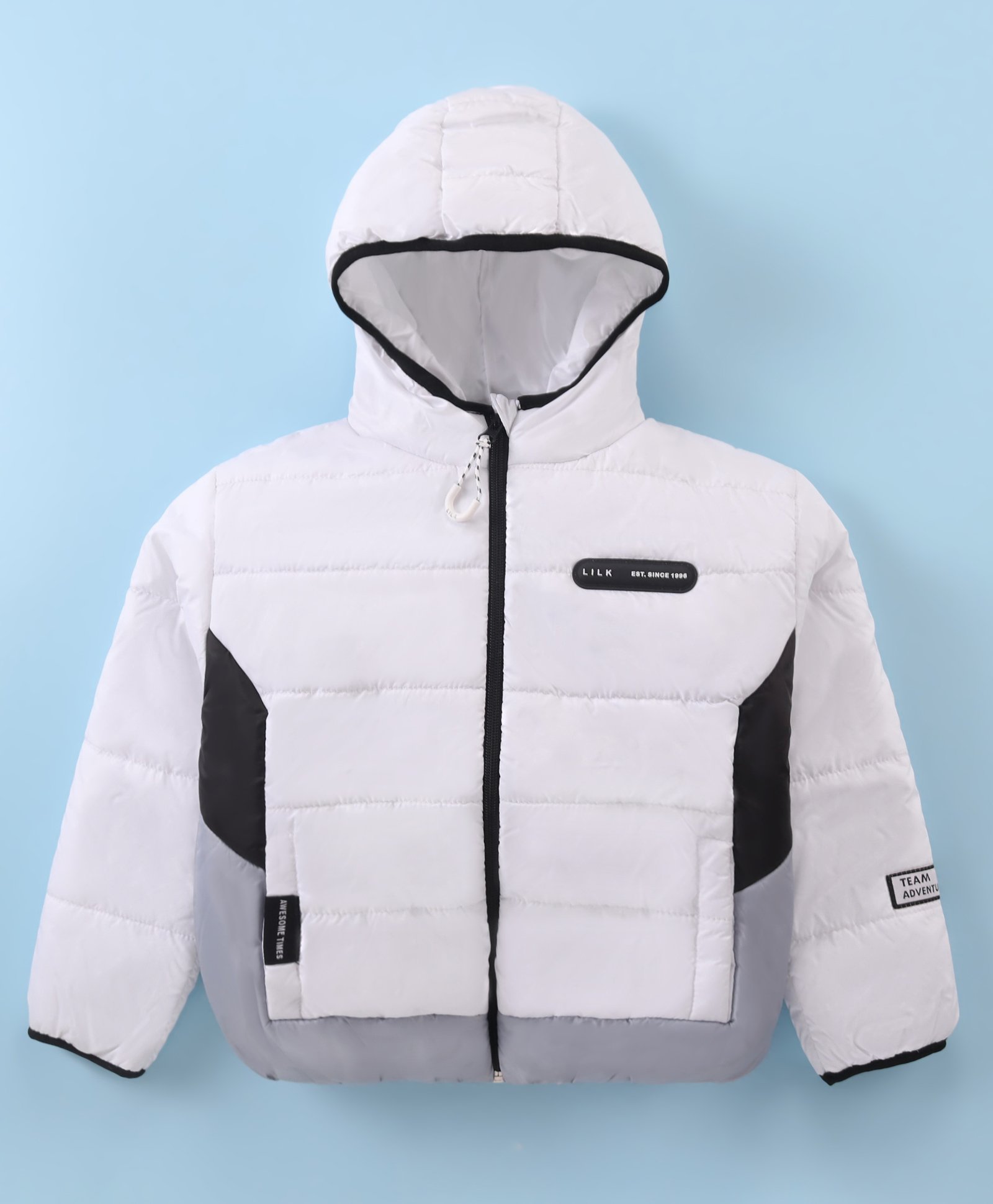 Little Kangaroos  Full Sleeves Hooded Padded Jacket - White-picture-27