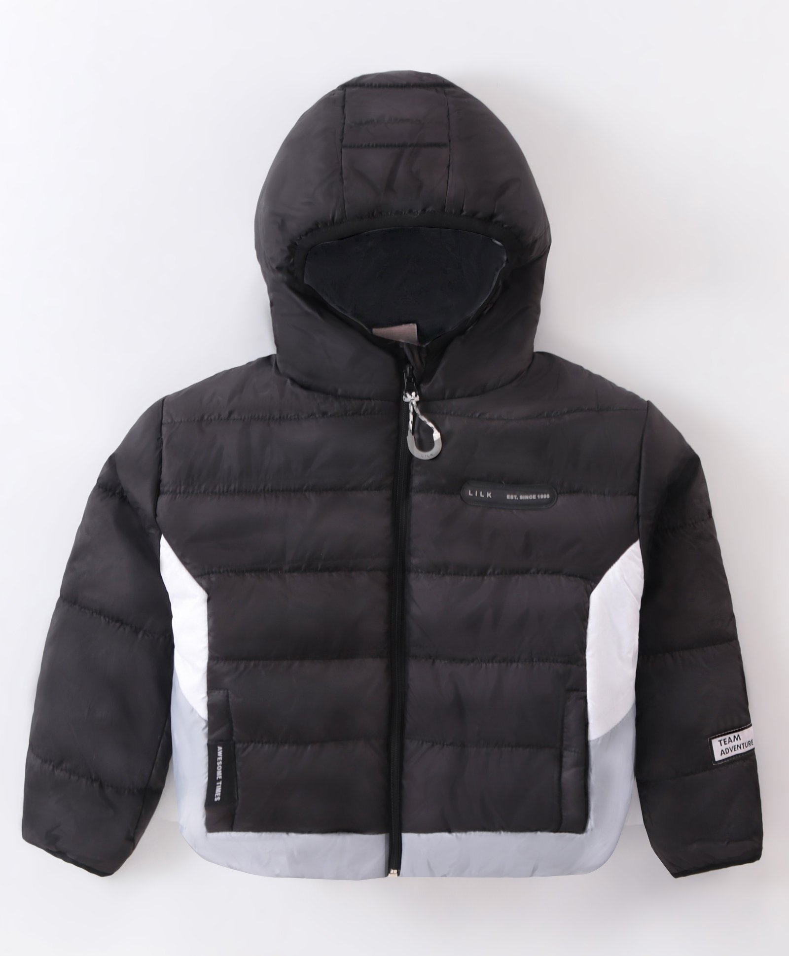 Little Kangaroos  Full Sleeves Hooded Padded Jacket - Black-image-13