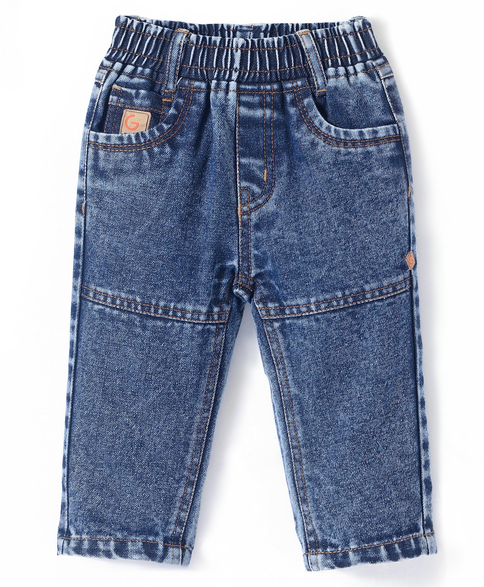 Little Kangaroos 100 % Cotton Denim Full Length Jeans with With Solid Colour - Dark Blue-image-33