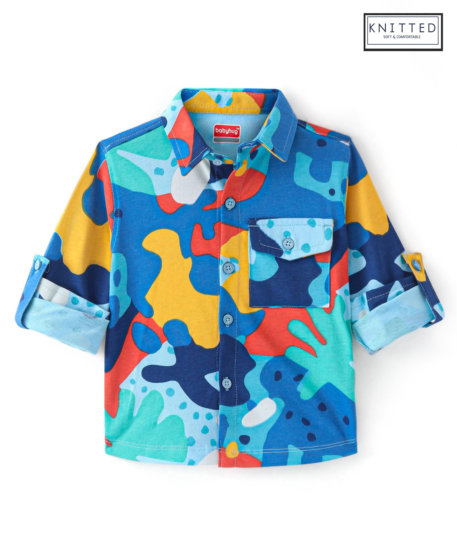 Babyhug Cotton Knit Full Sleeves Printed Shirt - Multicolor-image-19