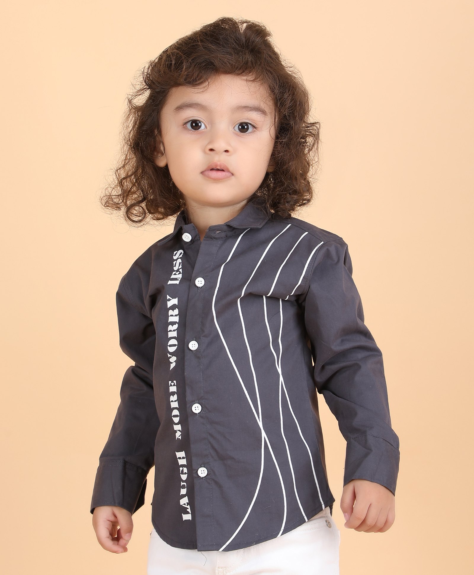 Polka Tots Cotton Full Sleeves Abstract Shirt  - Grey-picture-12