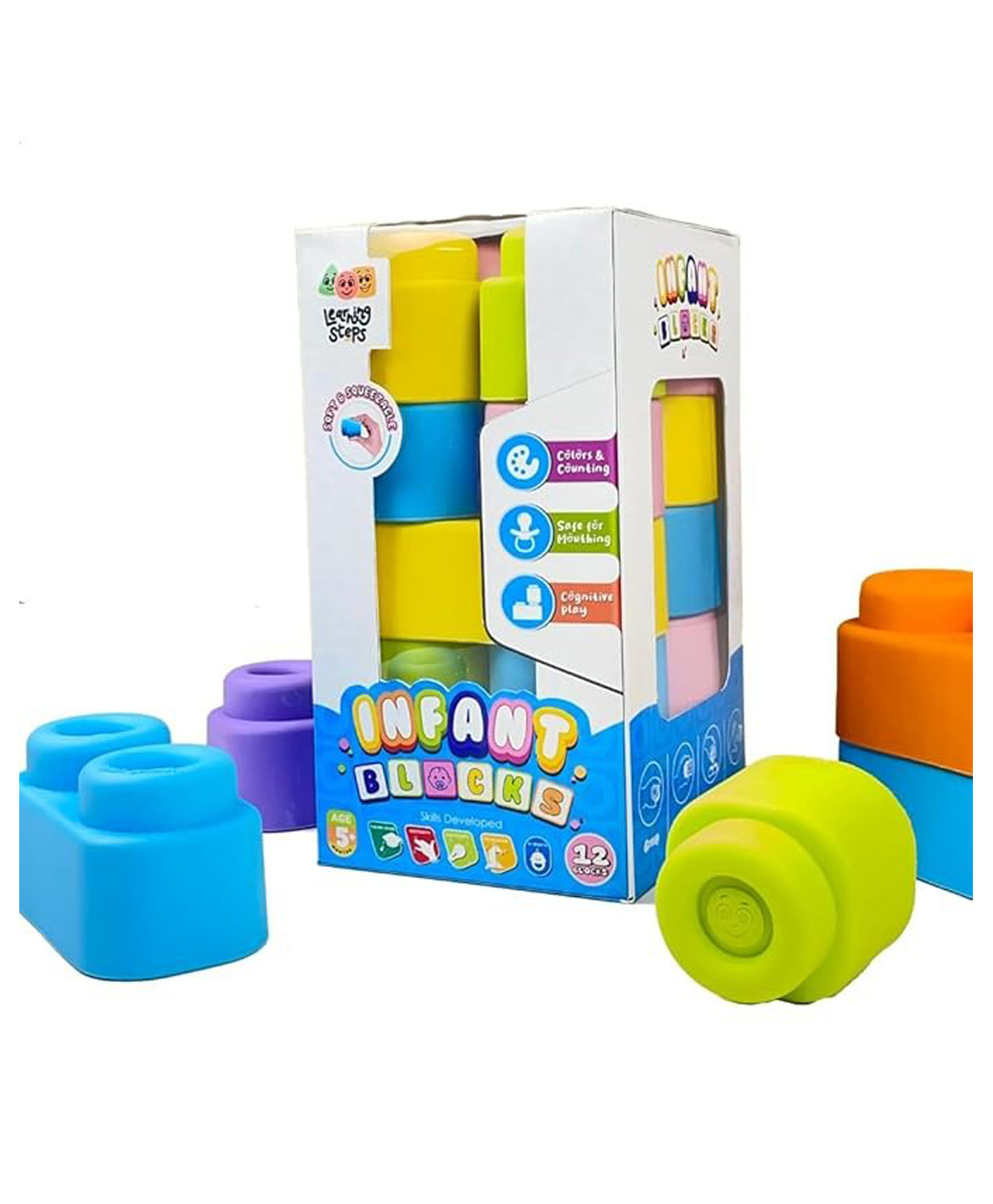 Zephyr Soft & Squeezable Infant Building Blocks Multicolor - 12 Pieces-picture-44
