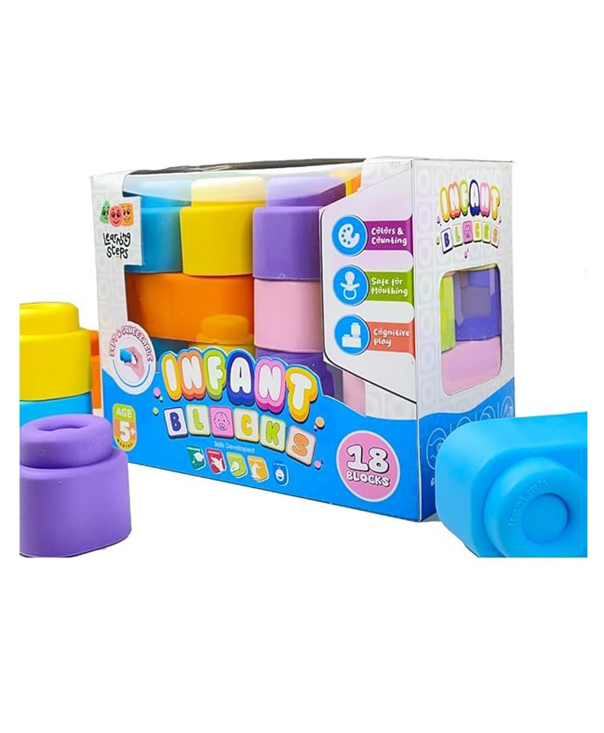 Zephyr Soft & Squeezable Infant Building Blocks Multicolor - 18 Pieces-picture-21