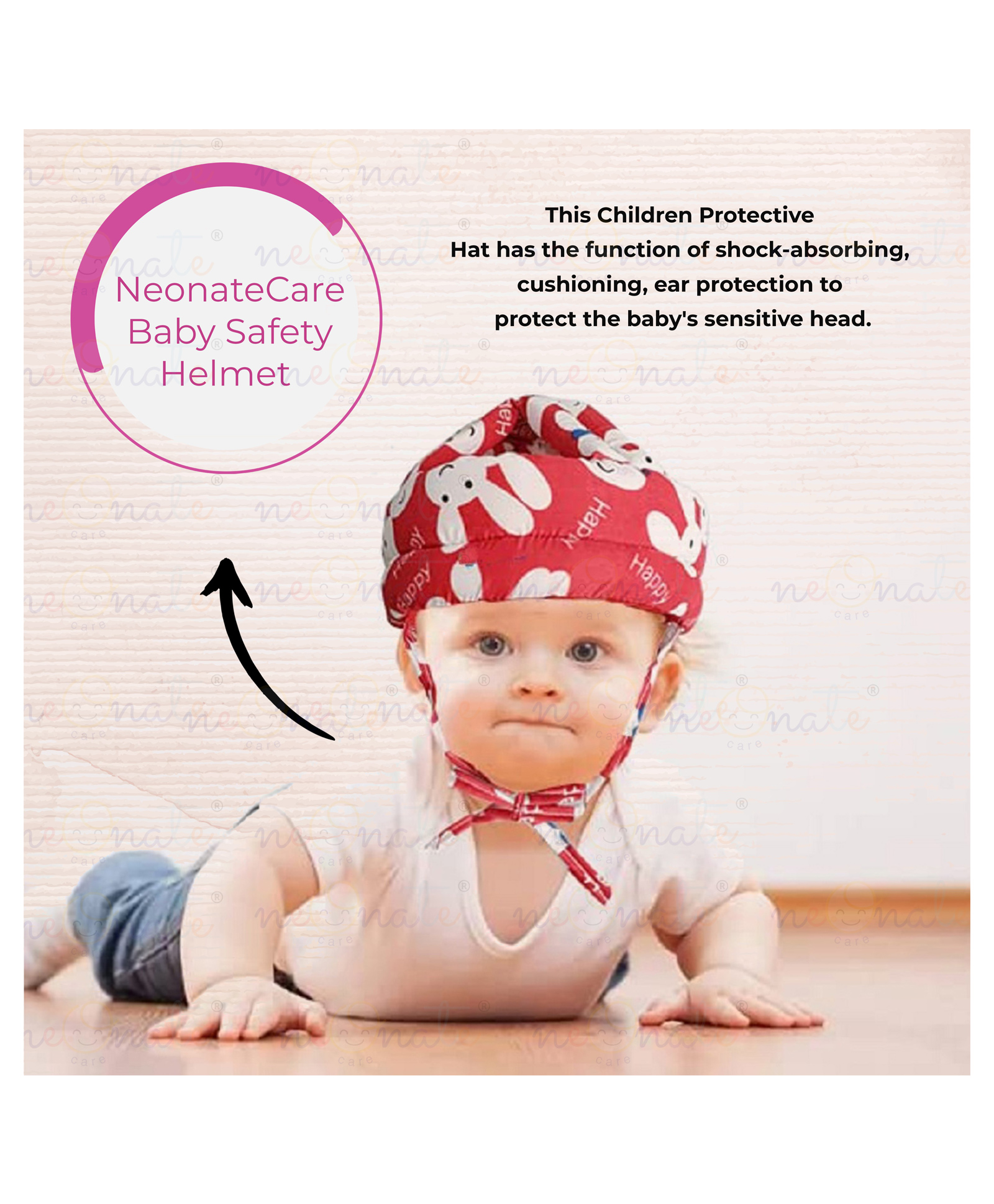 neonatecare Baby Helmet Baby Head Protector, Adjustable Size Baby Learn to Walk Or Run Soft Baby Safety Helmet, Infant Anti-Fall Anti-Collision, Baby Helmet for 9months to 3 years ( Red with Print) ( color and design may vary)-picture-25