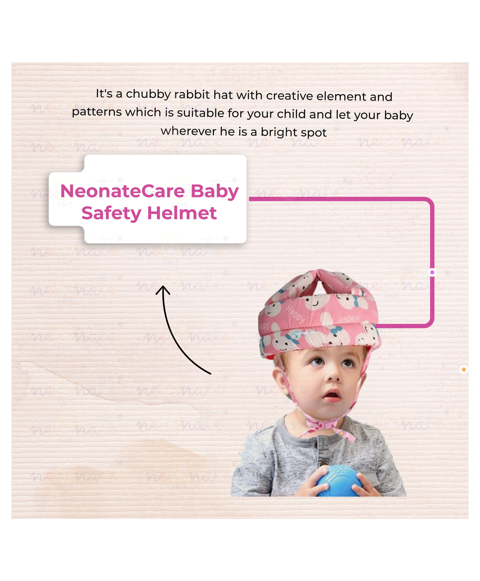 neonatecare Baby Helmet Baby Head Protector, Adjustable Size for Baby Learning to Walk or Run, Soft Safety Helmet for Infants 9 Months to 3 Years (Pink Print) ( color and design may vary)-picture-26