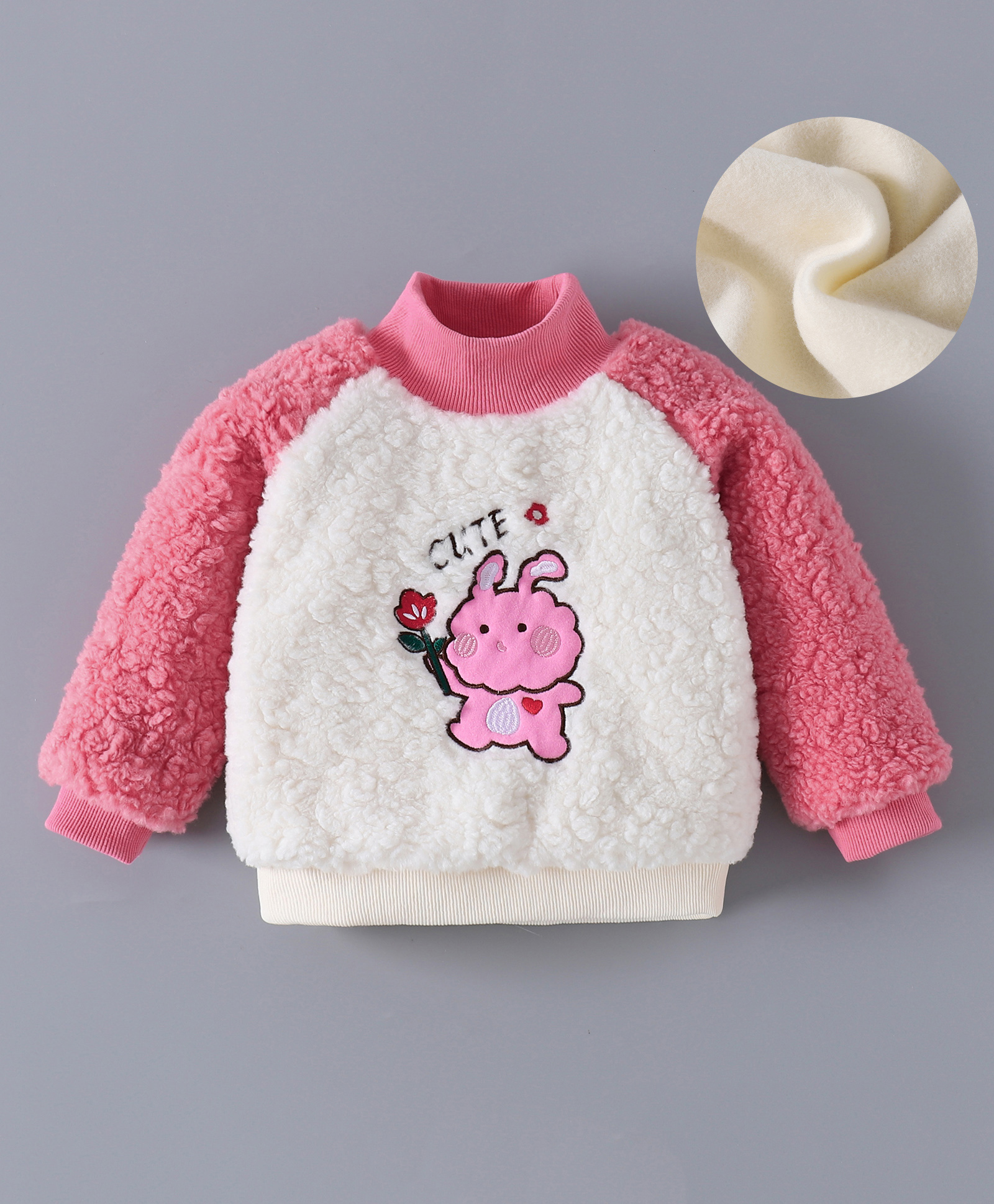 Kookie Kids Full Raglan Sleeves Cute Monster Printed Winter Wear T-Shirt - Pink-image-15