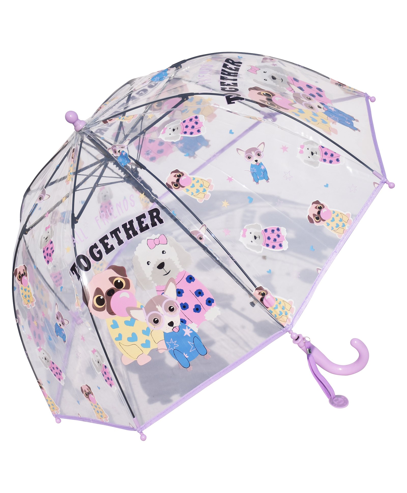 CHAATEWALA Dogs Printed Dome Shape Transparent Umbrella - Multi Colour-picture-16