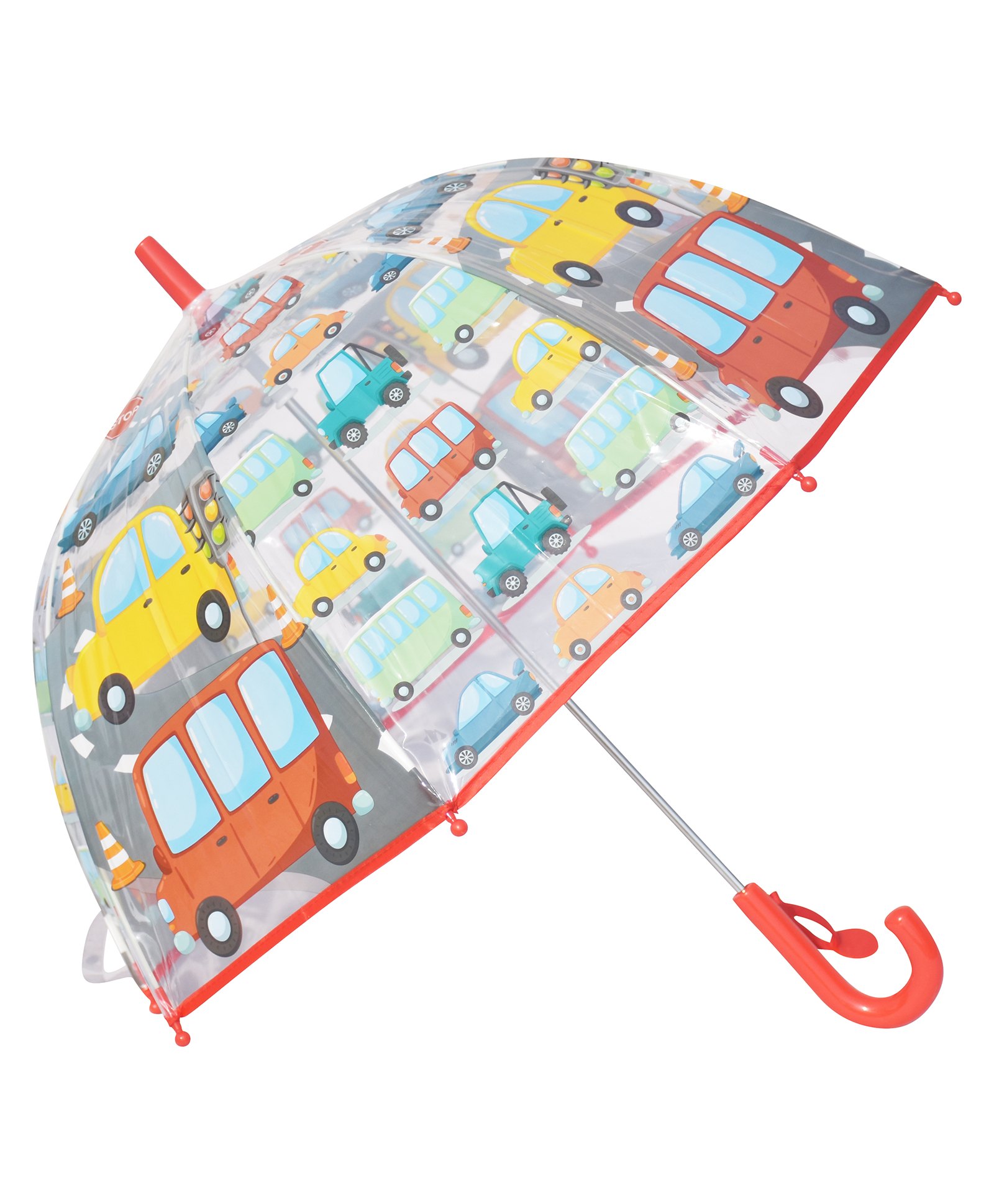 CHAATEWALA Transport Theme  Printed Dome Shape Transparent Umbrella - Multi Colour