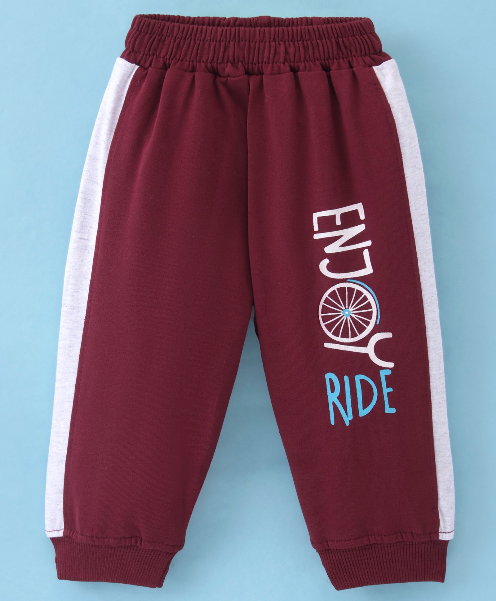 Taeko Looper Knit Full Length Lounge Pant with Text Print - Maroon-picture-31