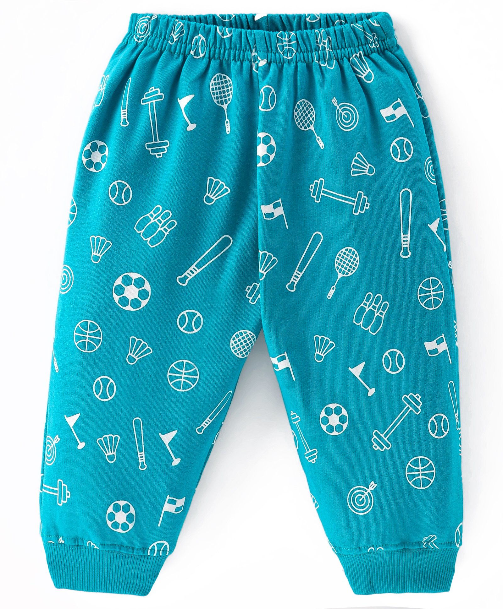 Taeko Looper Knit Full Length Lounge Pant with Sports Theme Print - Blue-picture-16