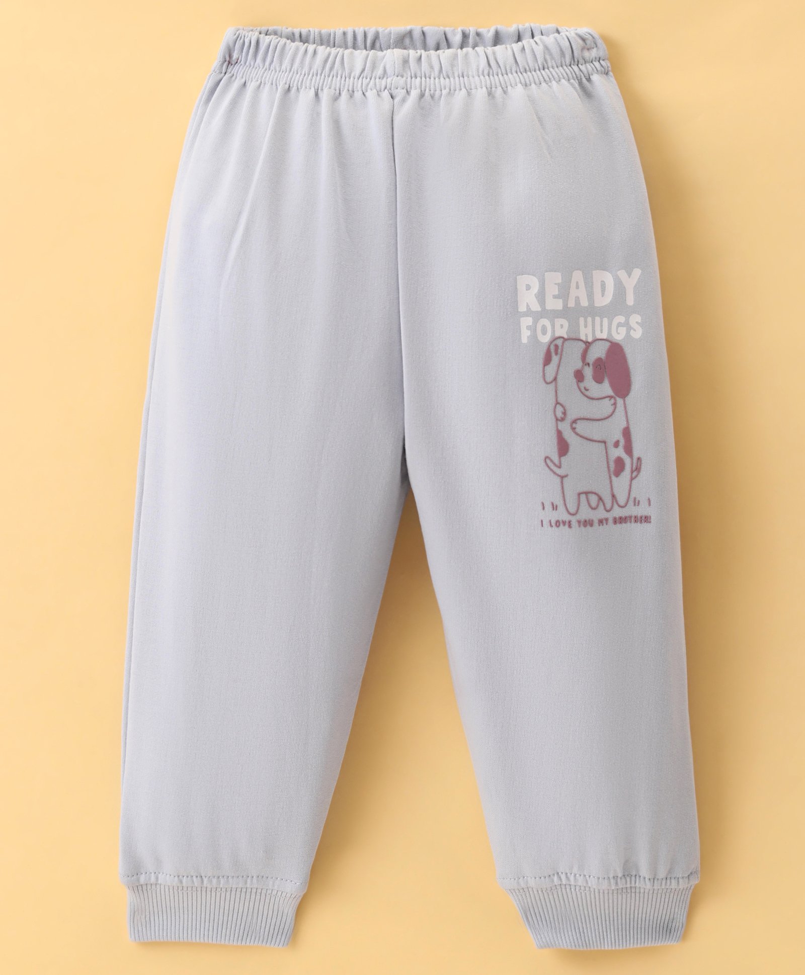 Taeko Looper Knit Full Length Lounge Pant with Text Print -Grey-picture-12