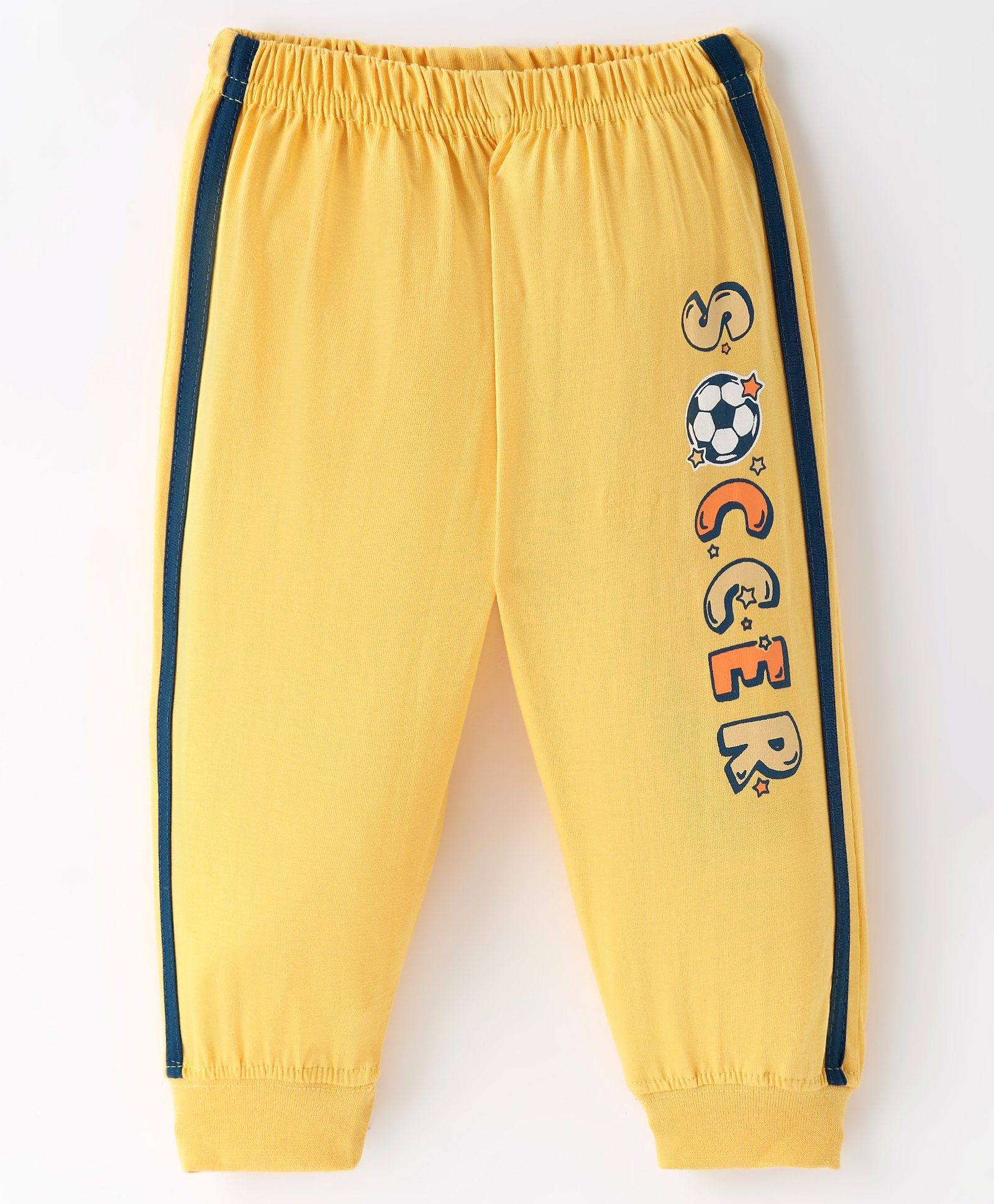 Taeko Single Jersey Knit Full Length Fleece & Woollen Pant with Soccer Print - Yellow-picture-12