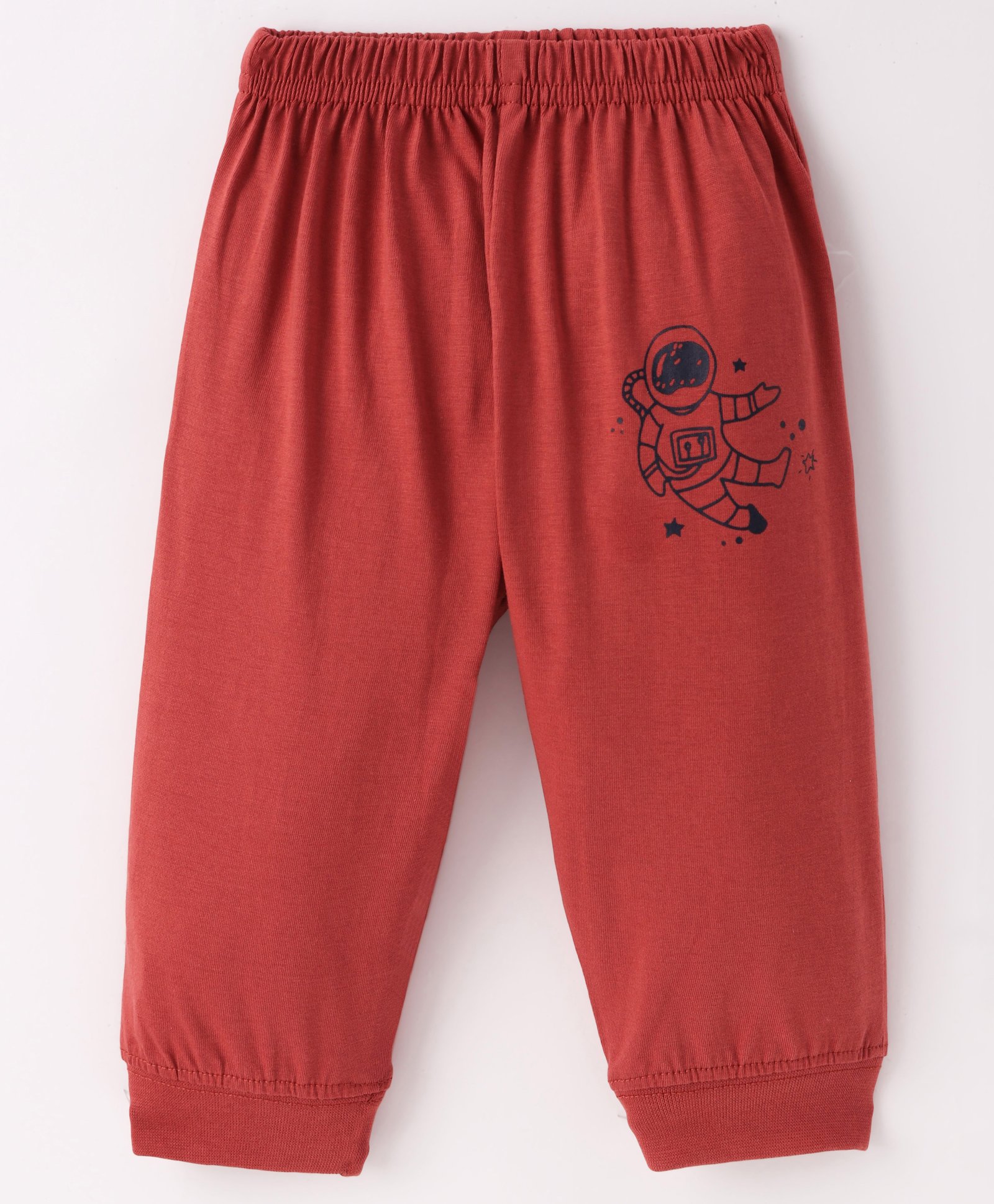 Taeko Single Jersey Knit Full Length Fleece & Woollen Pant with Astronaut  Print - Red-picture-21