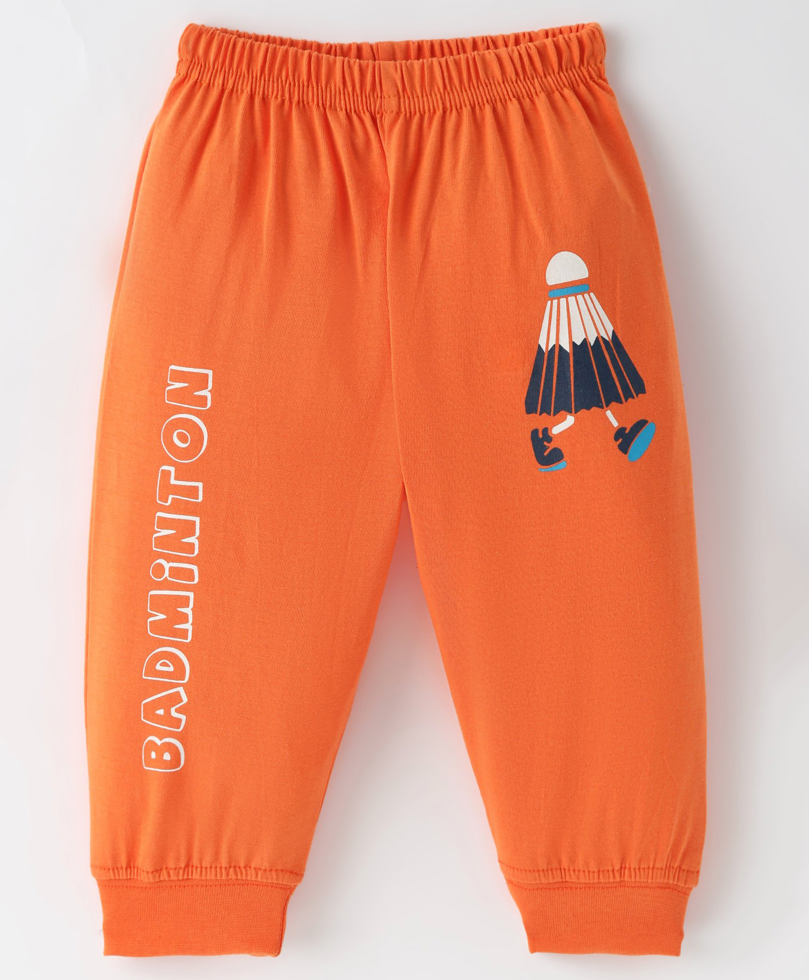 Taeko Single Jersey Knit Full Length Fleece & Woollen Pant with Badminton Theme Print - Orange-picture-28