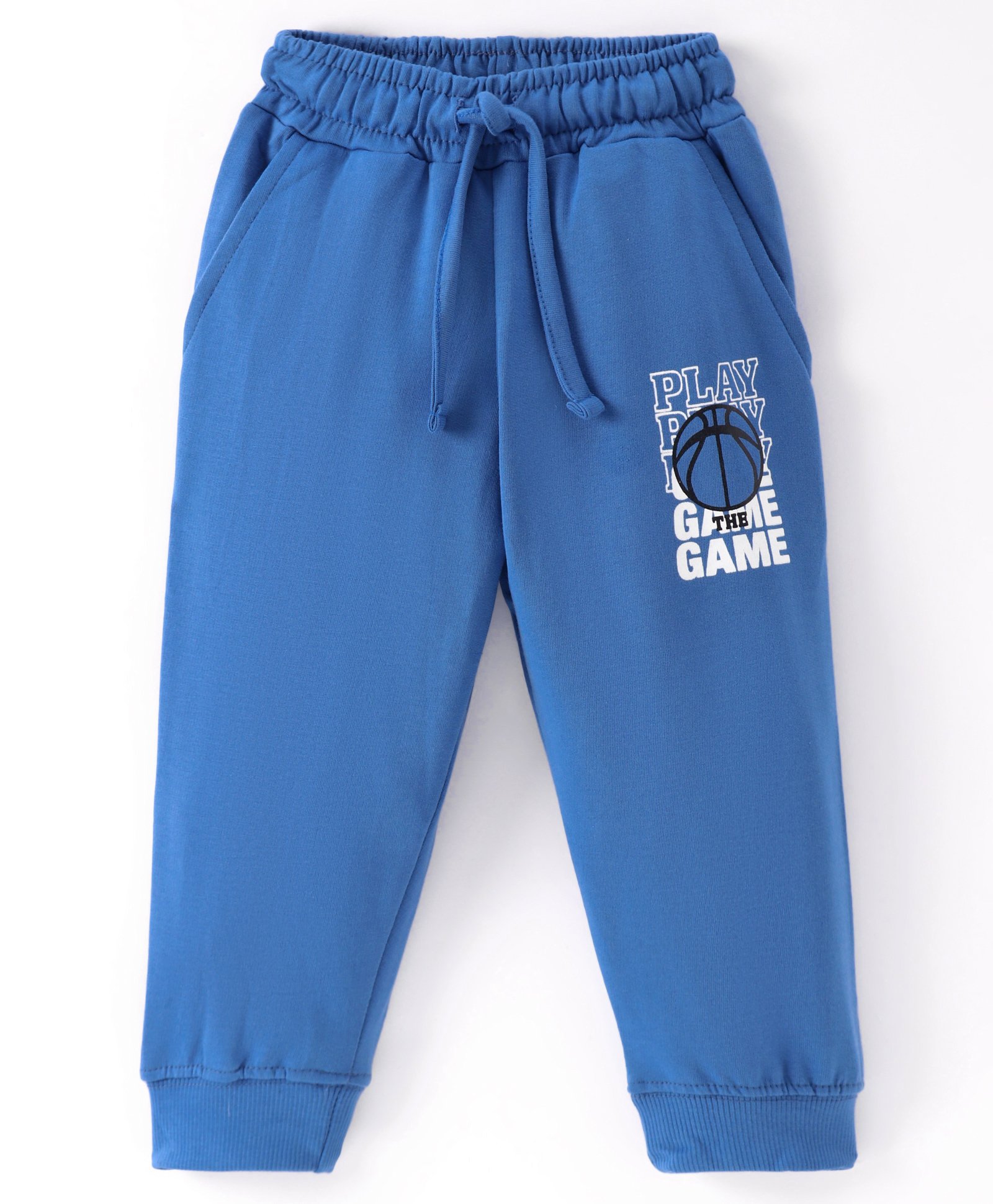Taeko Looper Knit Full Length Lounge Pant with Basketball Theme Print - Blue-image-44