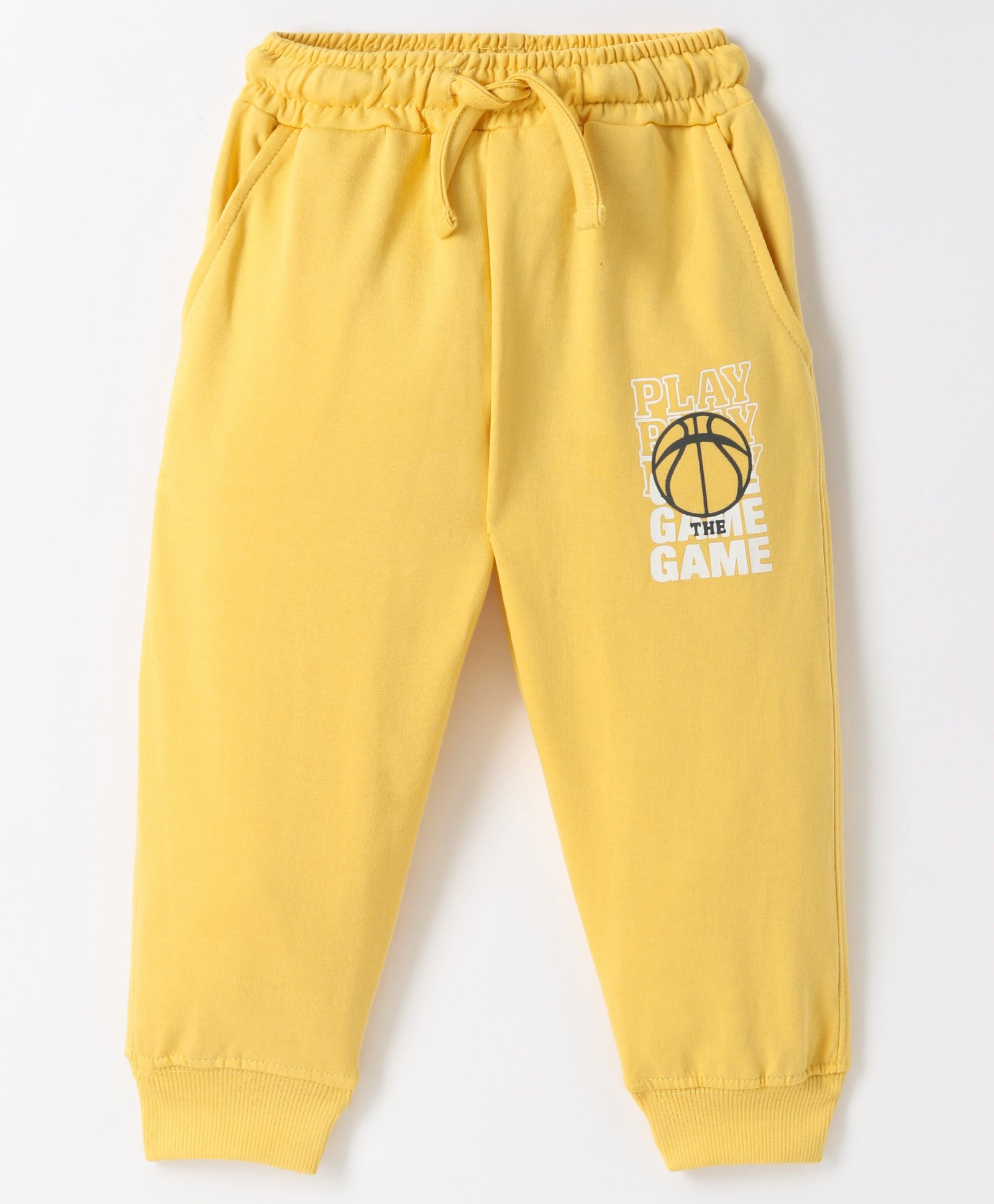 Taeko Looper Knit Full Length Lounge Pant with Basketball Theme Print - Light Yellow-image-15