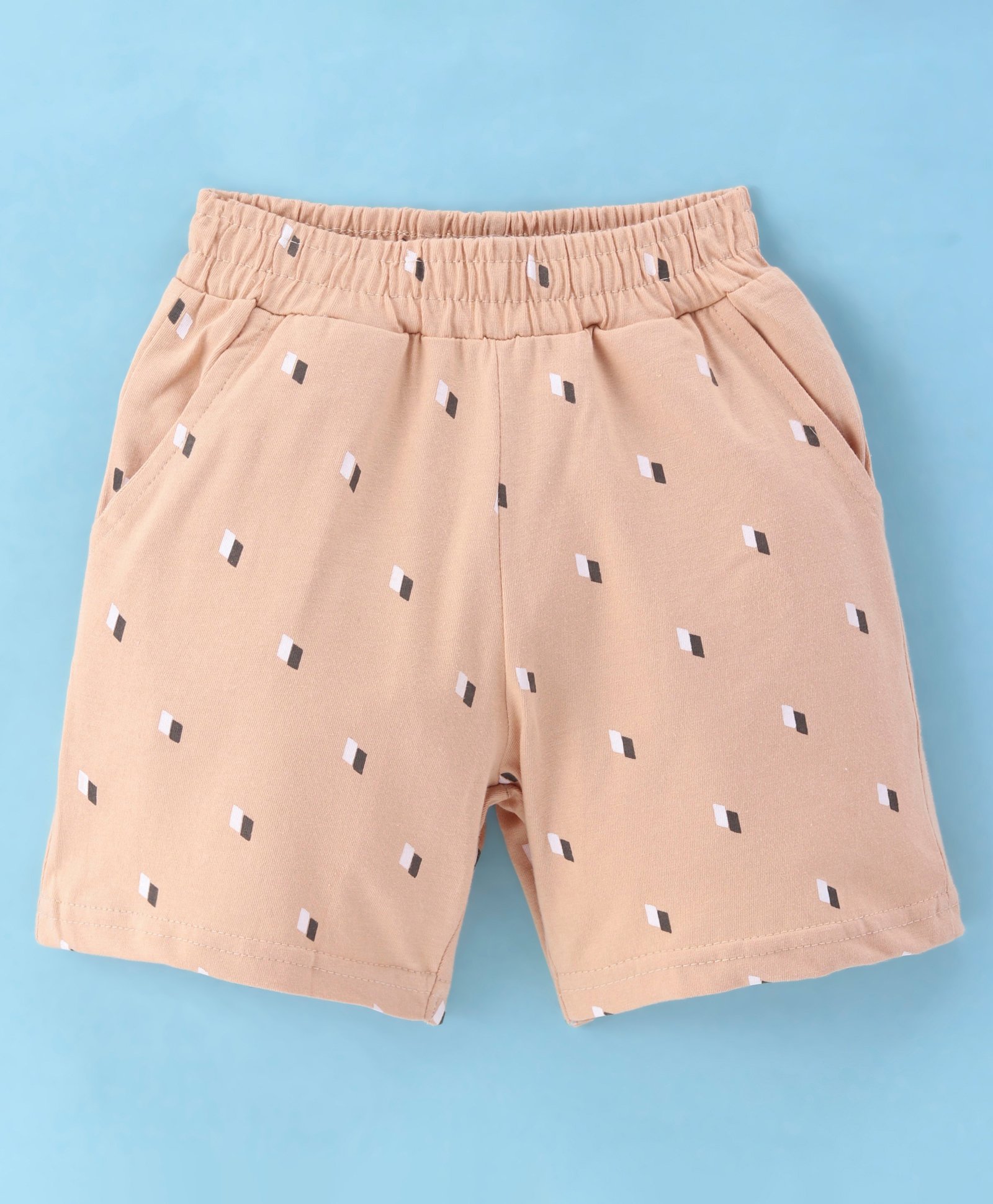 Taeko Single Jersey Knit Above Knee Length Printed Shorts -  Beige-image-20