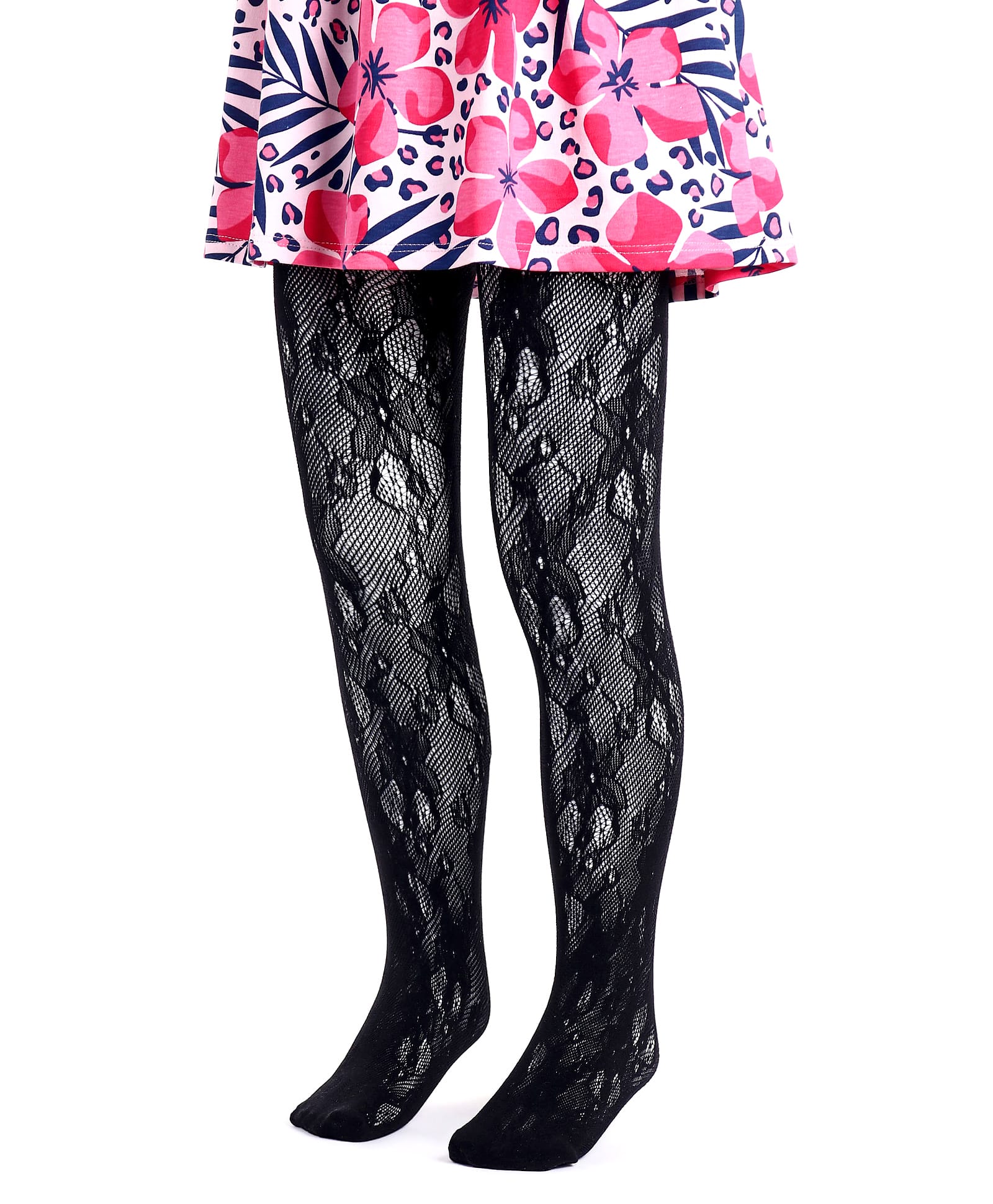 Kookie Kids Cotton Blend Knit Floral Designed Stockings - Black-picture-20