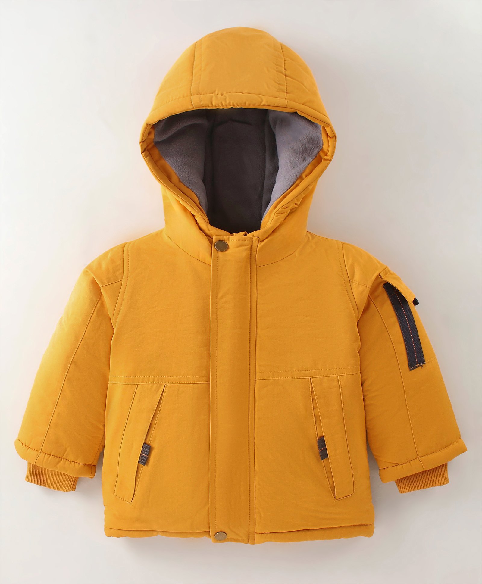 Kookie Kids Full Sleeves Solid Color Winter Jacket -Yellow-image-1